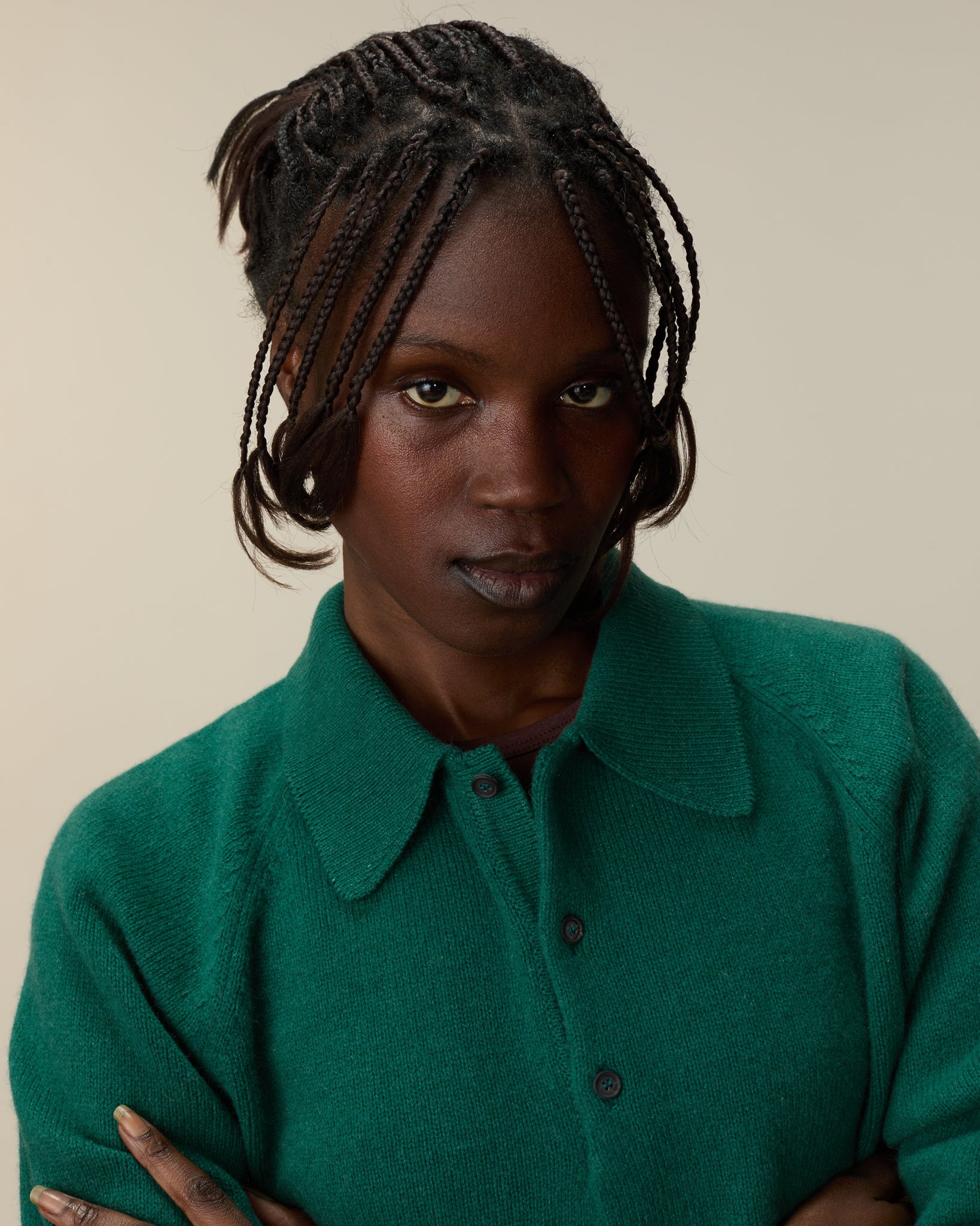 Polo en cachemire Vert bouteille Femme