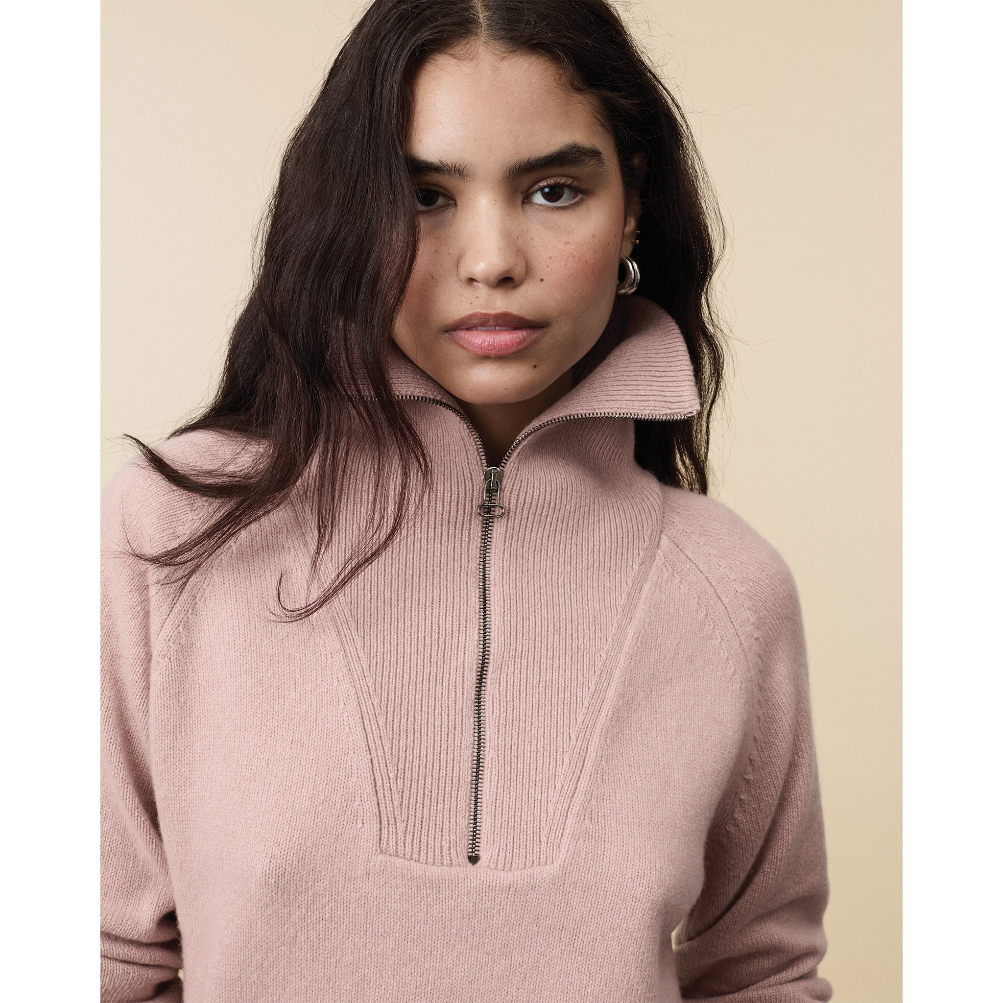 Pull col zippé en cachemire Nude Femme