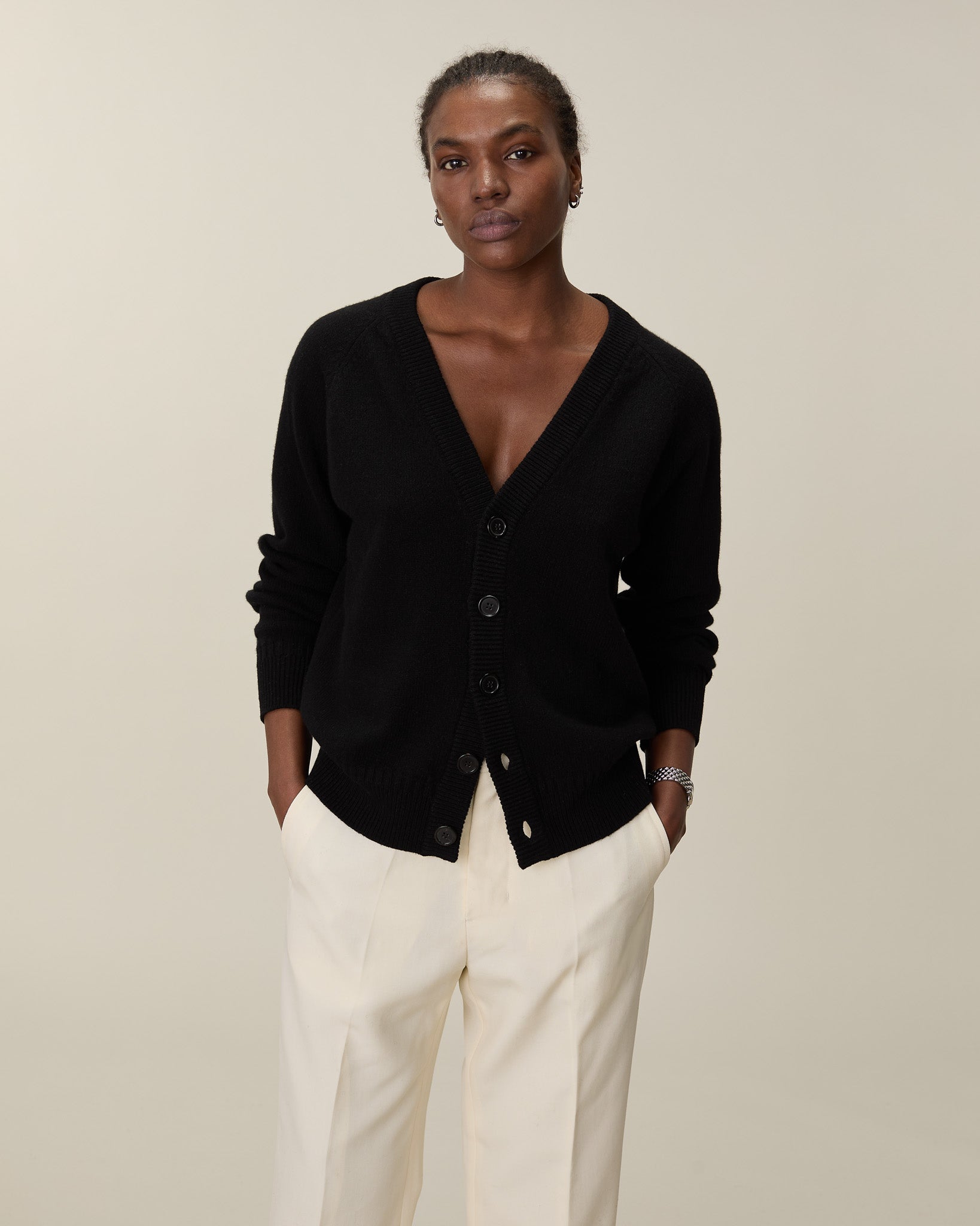 Black Women's Cashmere Cardigan