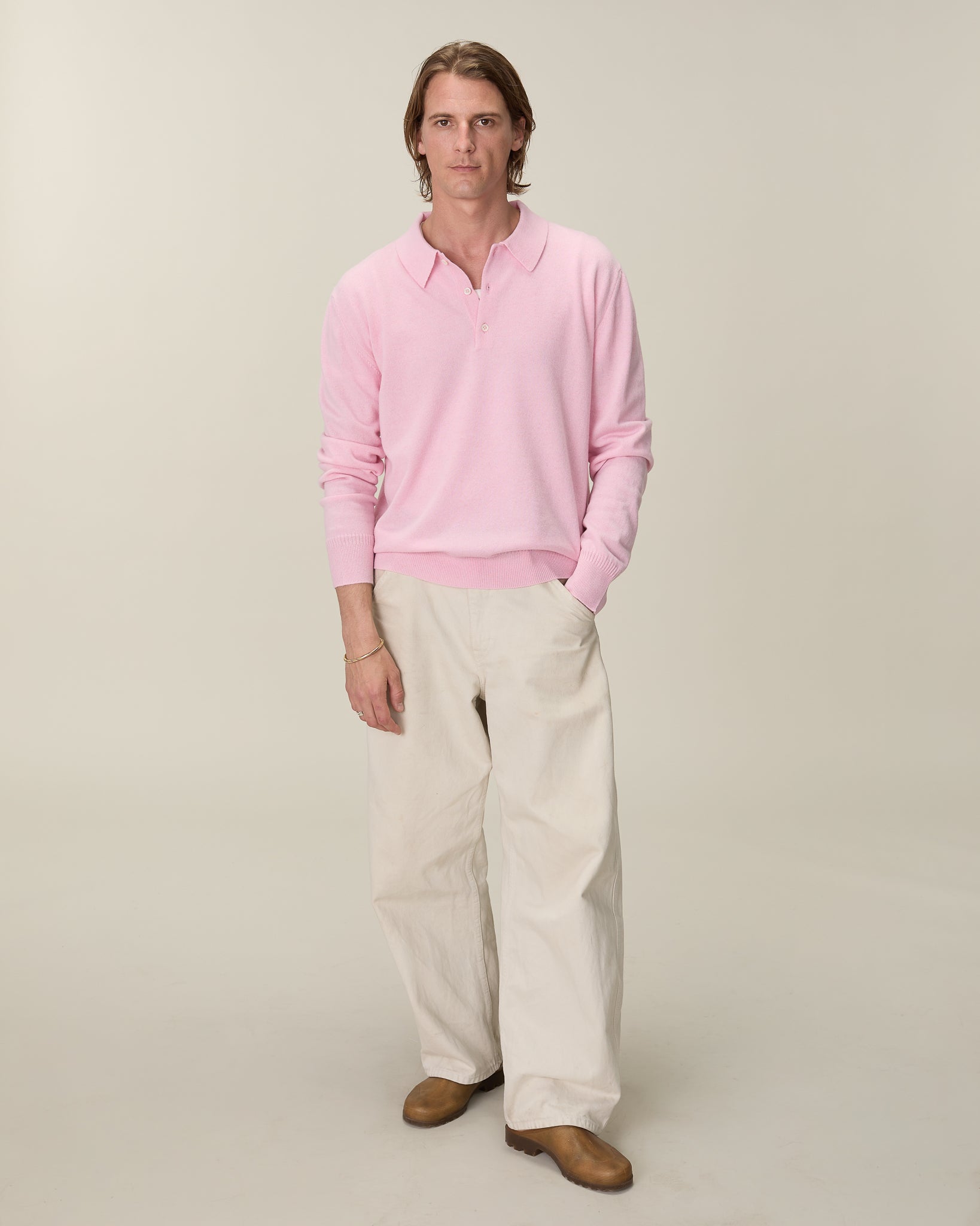 Polo cachemire léger Rose homme - Tricot