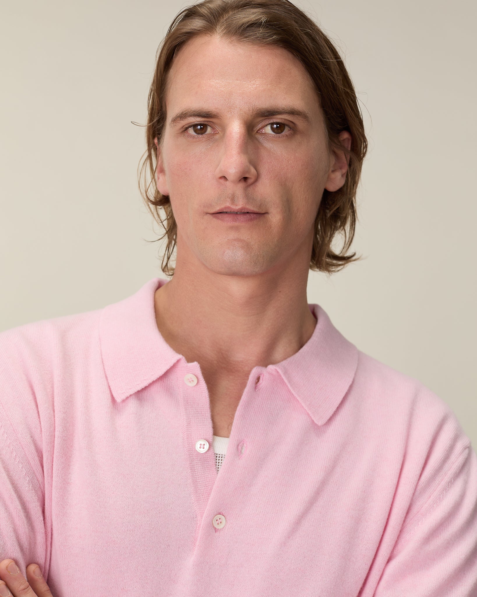 Polo cachemire léger Rose homme - Tricot