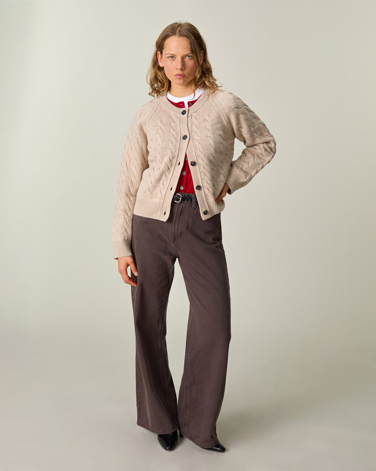 Women's Sable Cable Knit Cardigan
