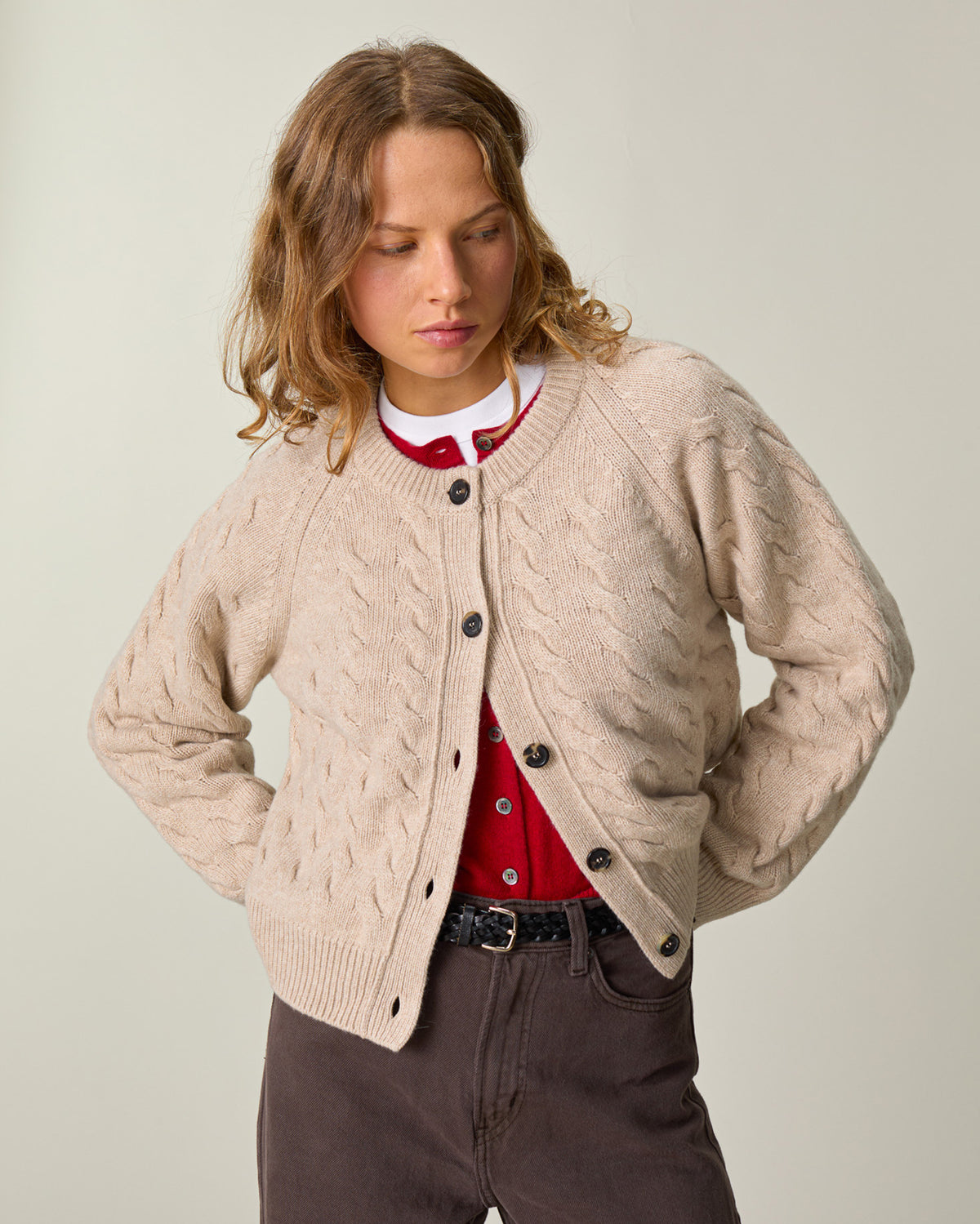 Women's Sable Cable Knit Cardigan