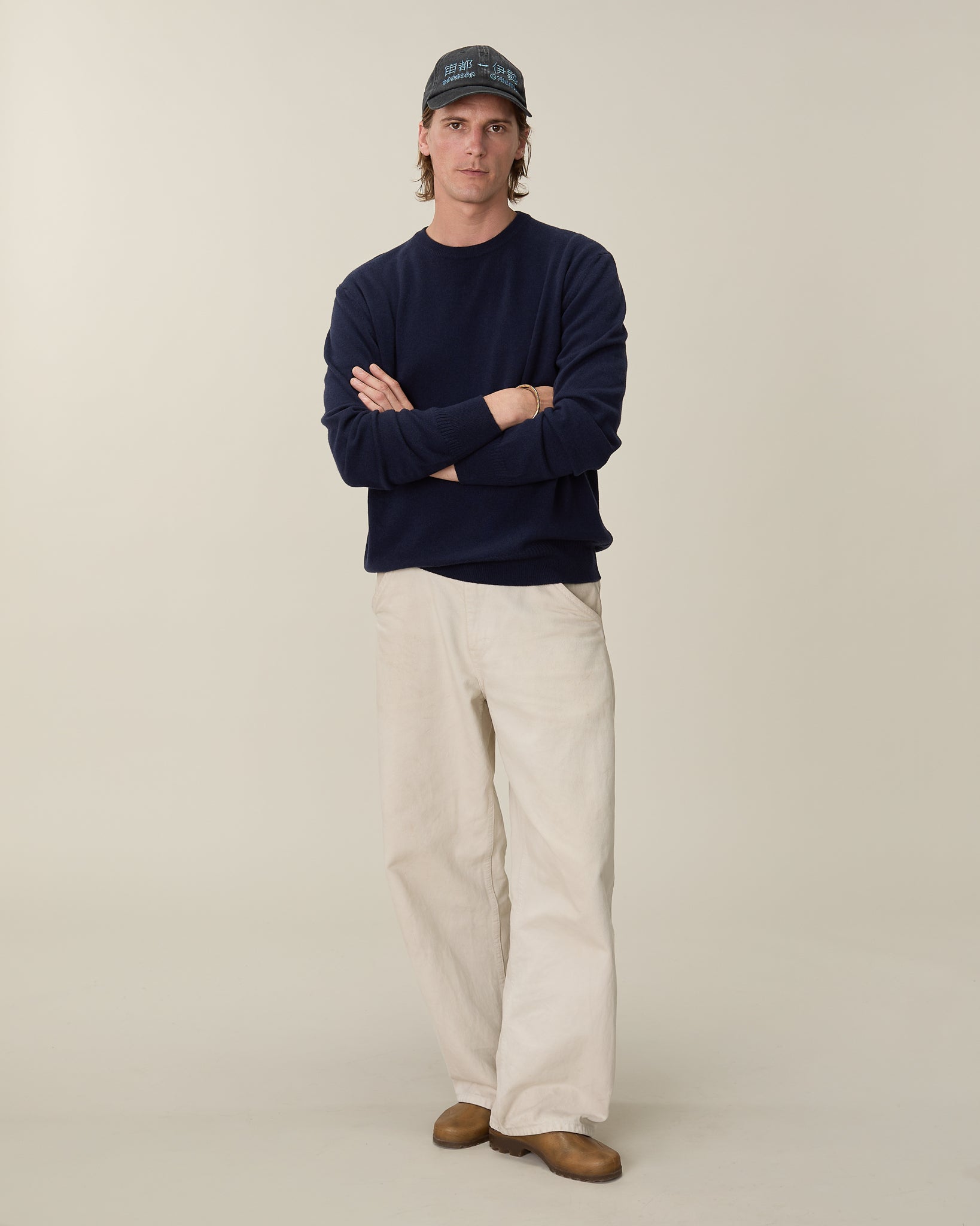 Pull col rond cachemire léger Marine foncé homme - Tricot