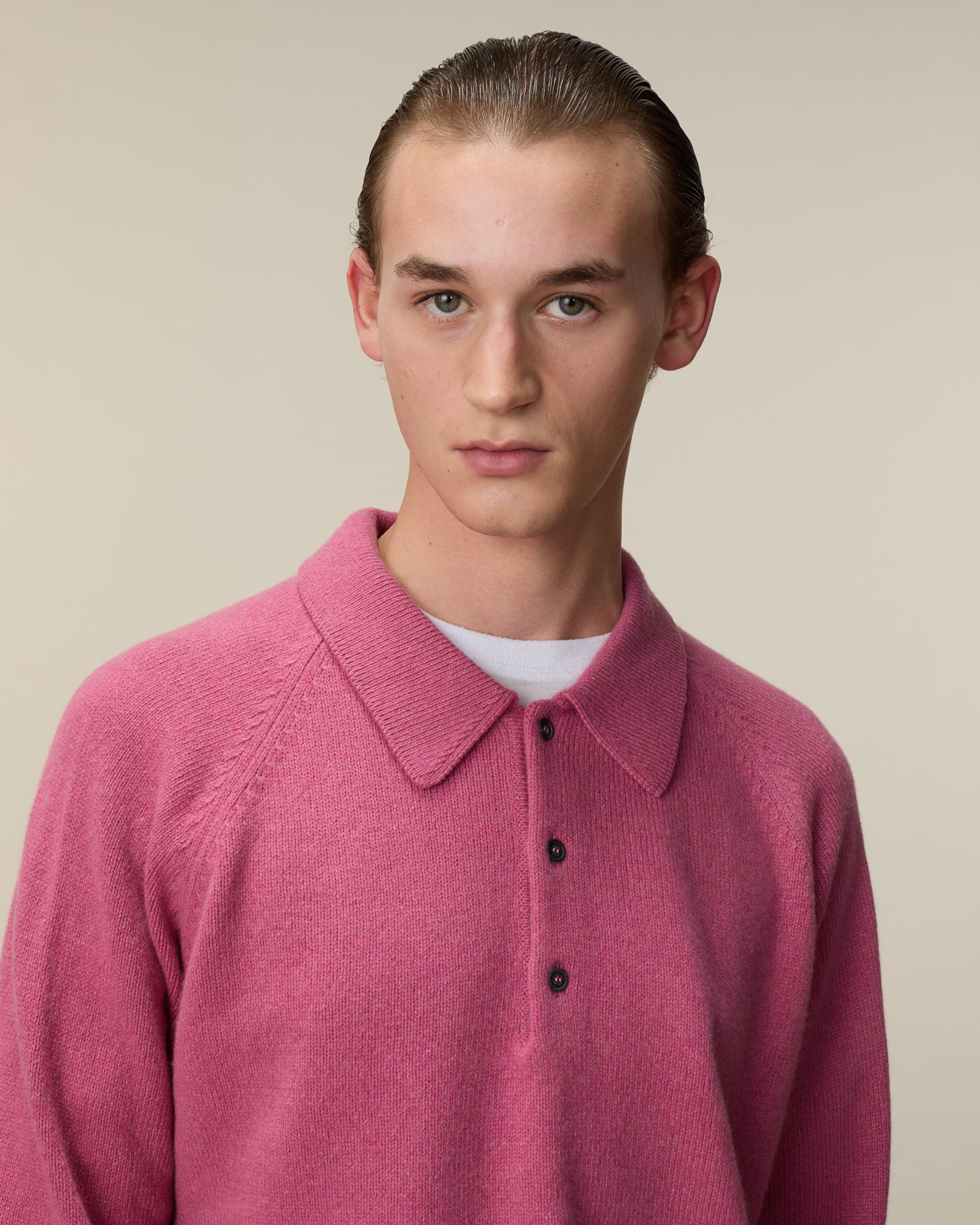 Polo en cachemire Indian Pink homme