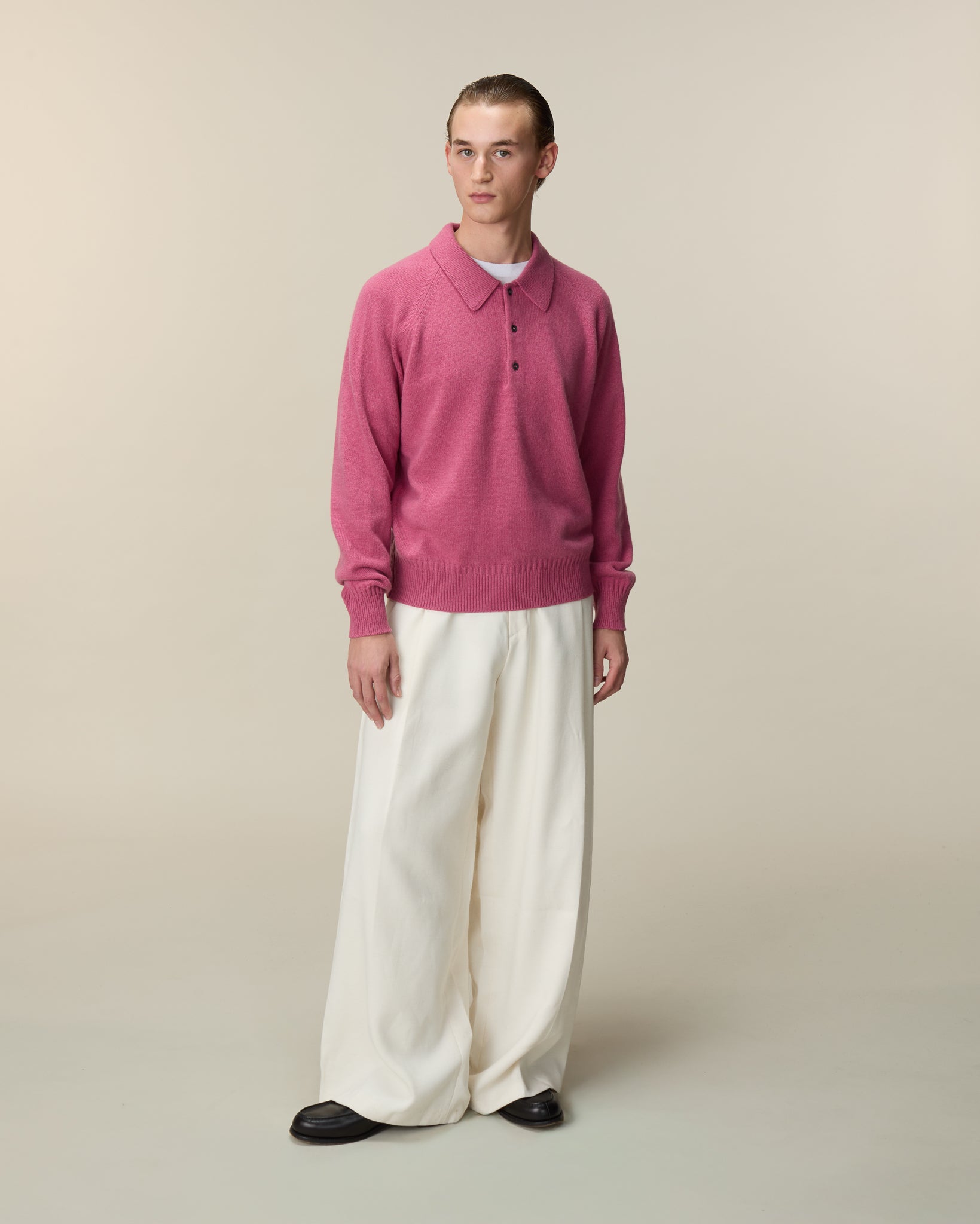 Polo en cachemire Indian Pink homme