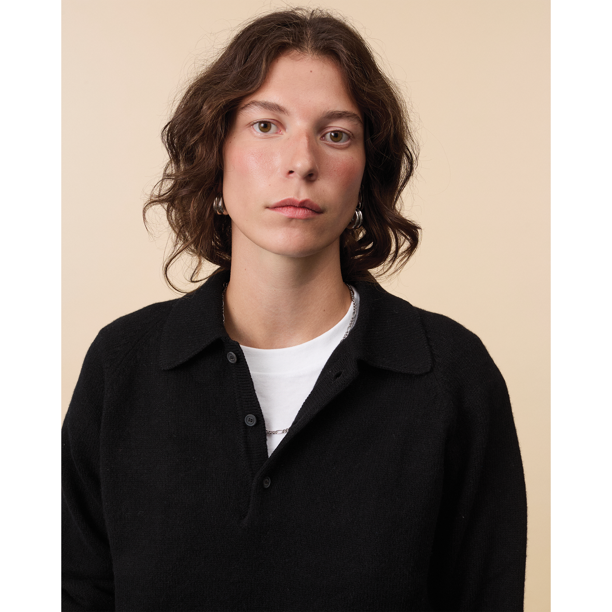 Women's black cashmere polo