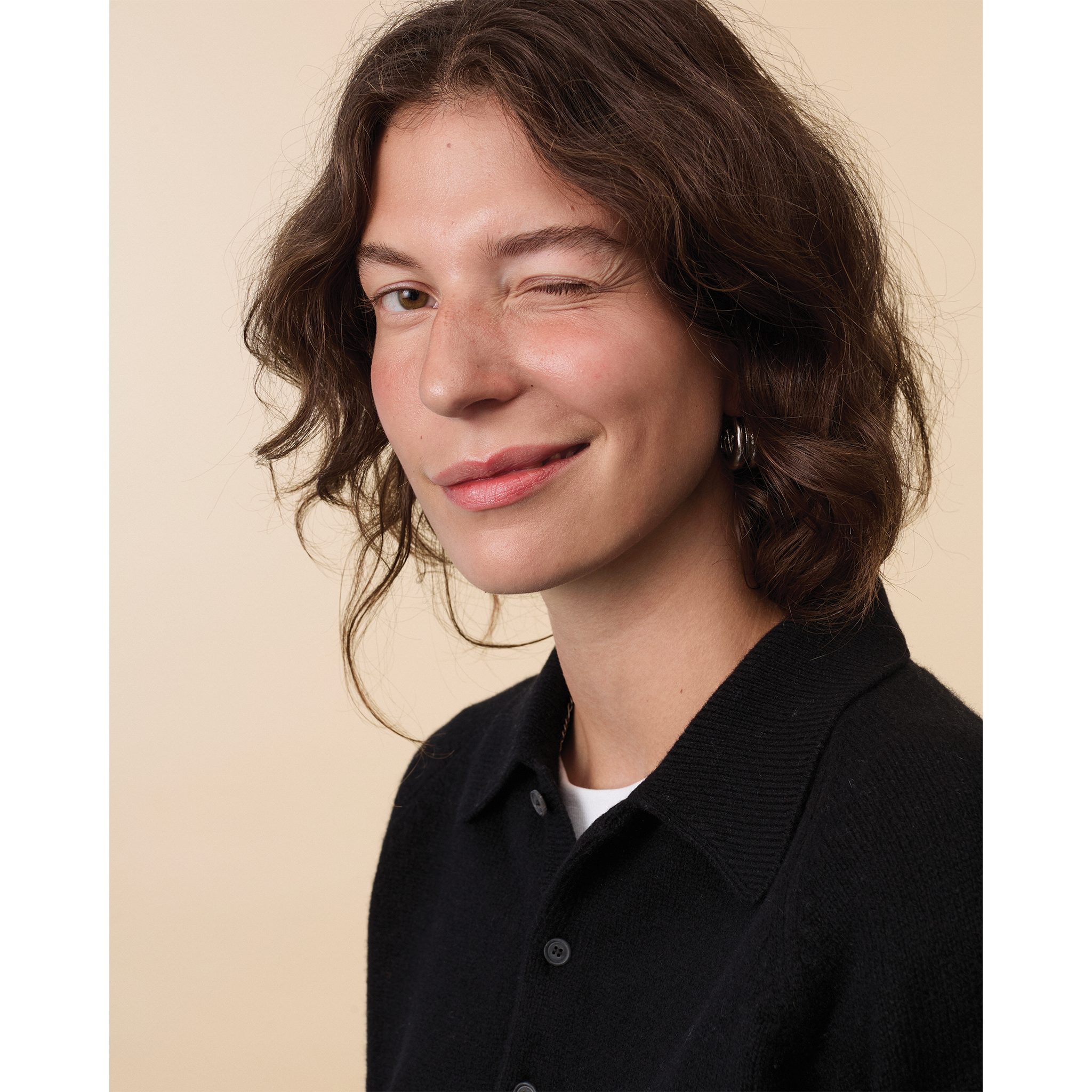 Women's black cashmere polo