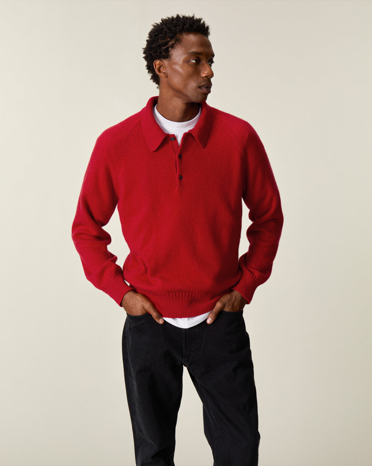 Men's Red Cashmere polo