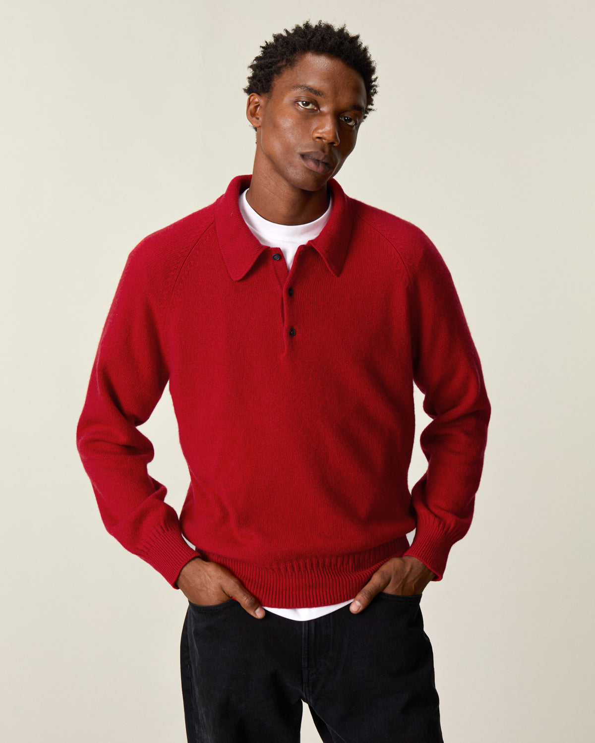 Men's Red Cashmere polo