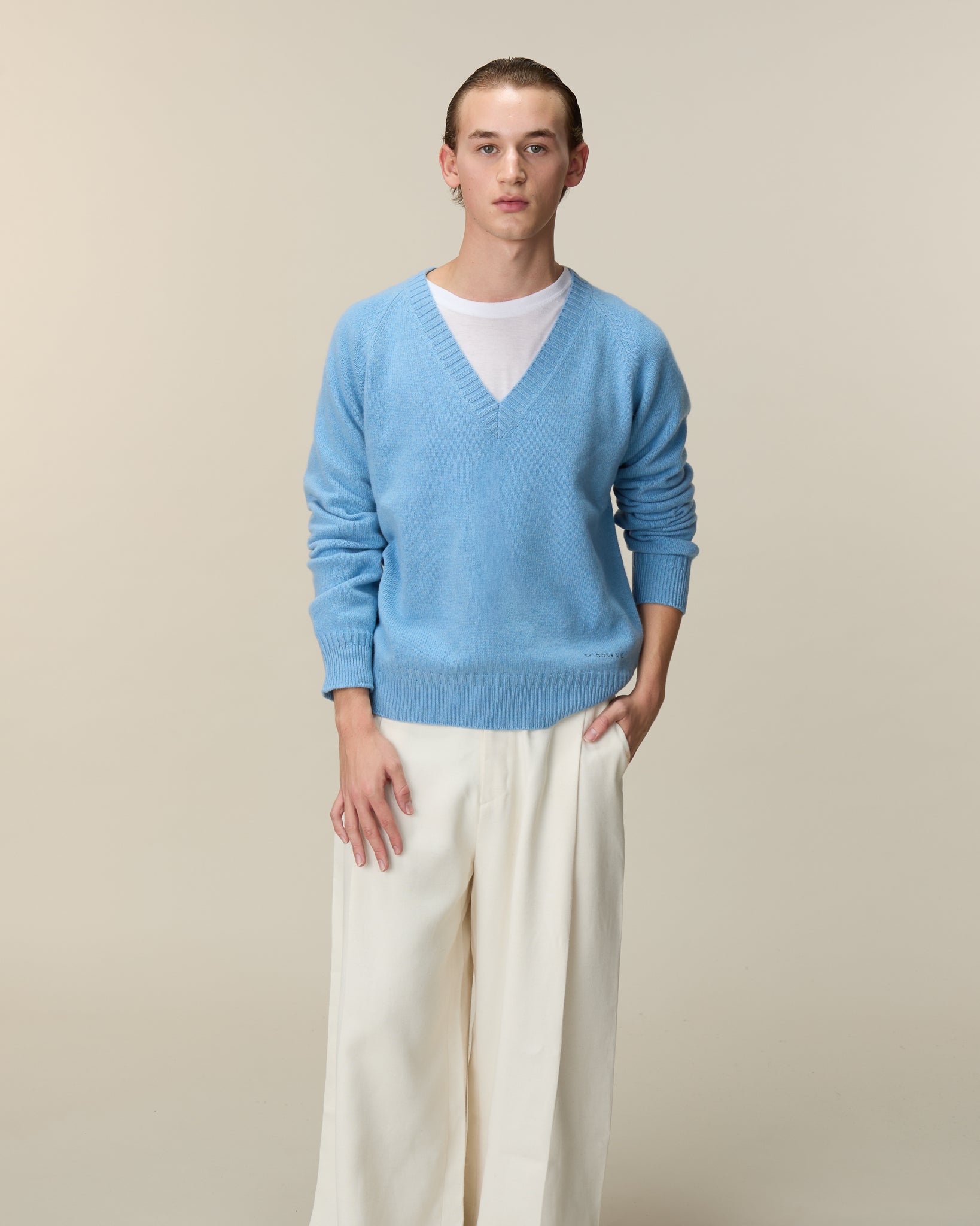Men's Nina's blue cashmere V-neck