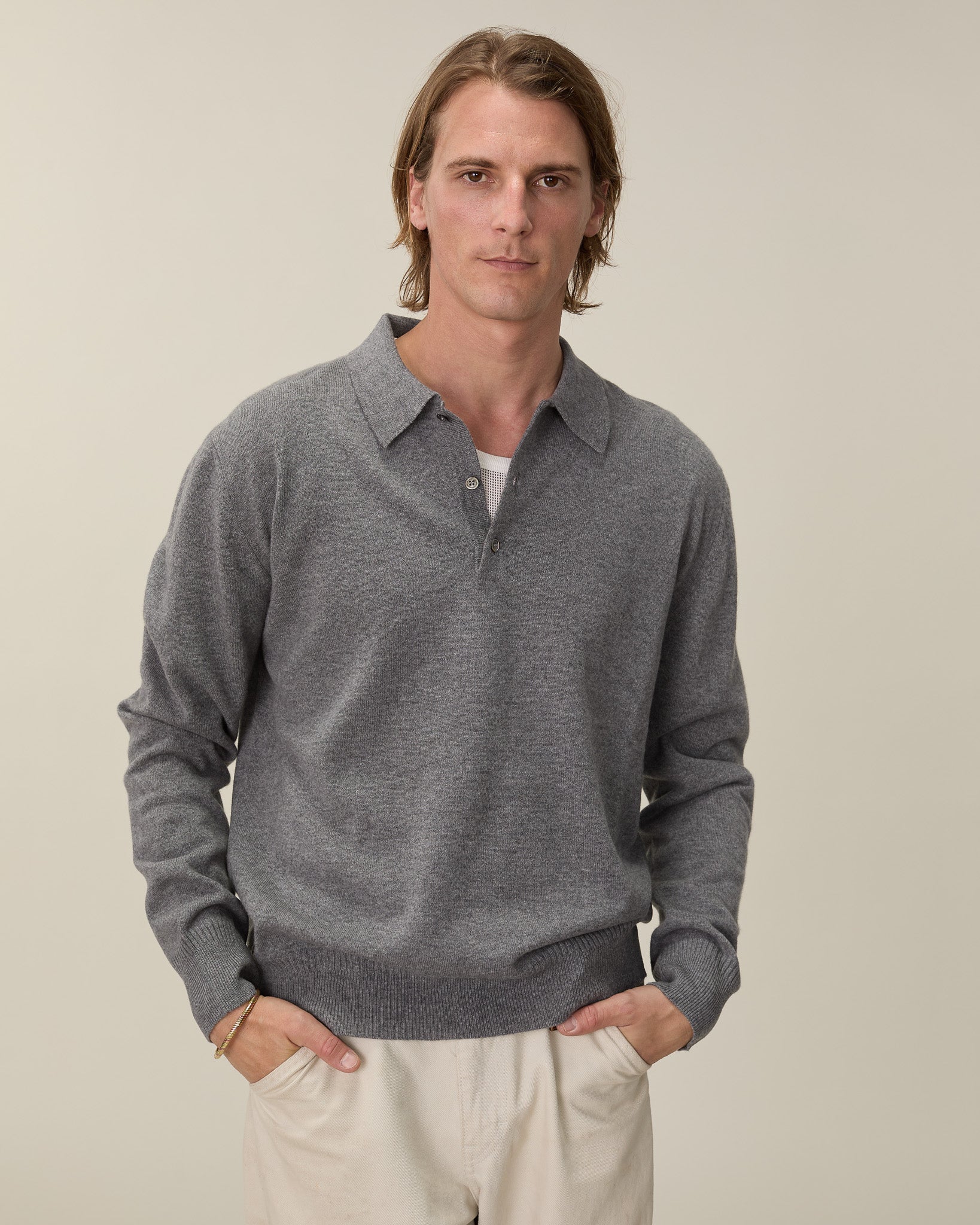 Polo cachemire léger Gris homme - Tricot