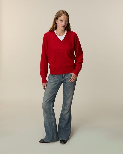 美品 CLANE クラネ CASHMERE V NECK KNIT TOPS カシミヤ ニットセーター 19106-2392 サイズ1 レッド レディース 古着 中古 USED CLANE（クラネ） 正規商品トップス カシミヤ Vネック ニットトップス