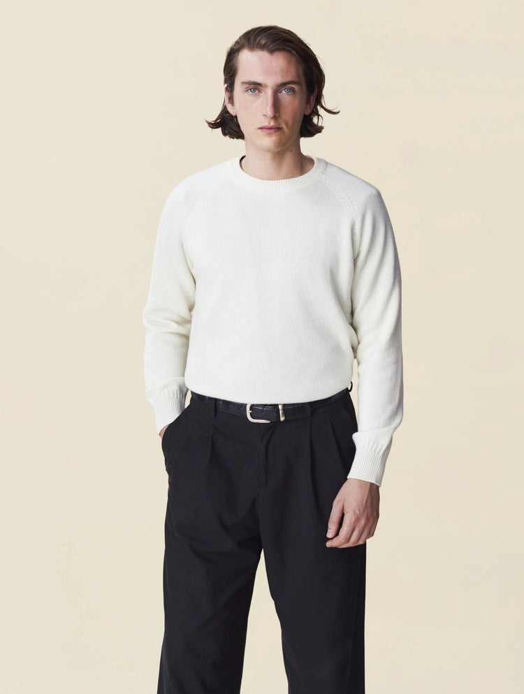 Men's Crewneck cashmere sweater in White