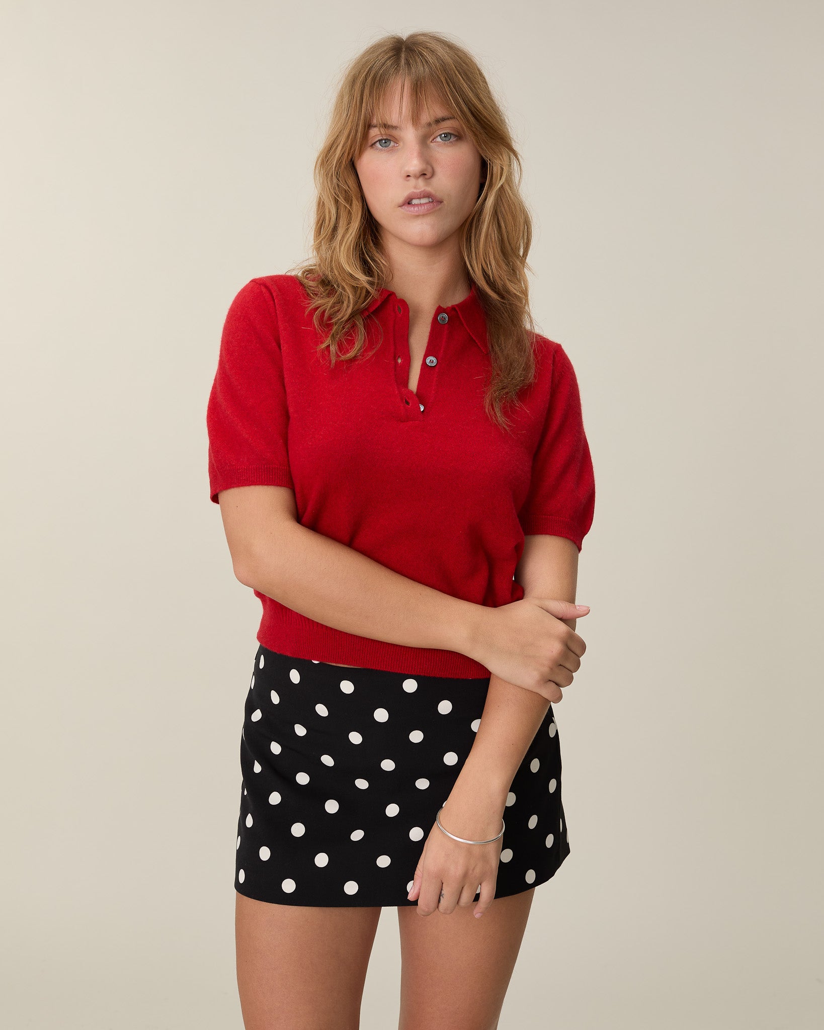 Women's Red Lightweight Cashmere Polo Shirt