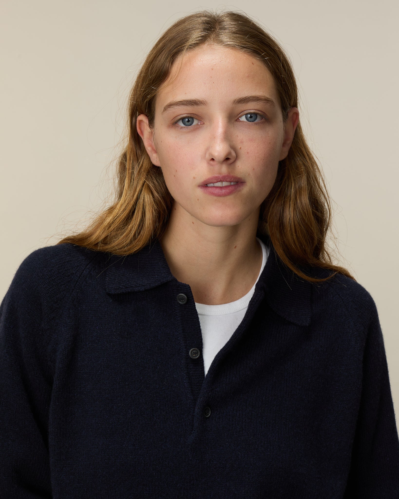 Polo en cachemire Marine foncé Femme