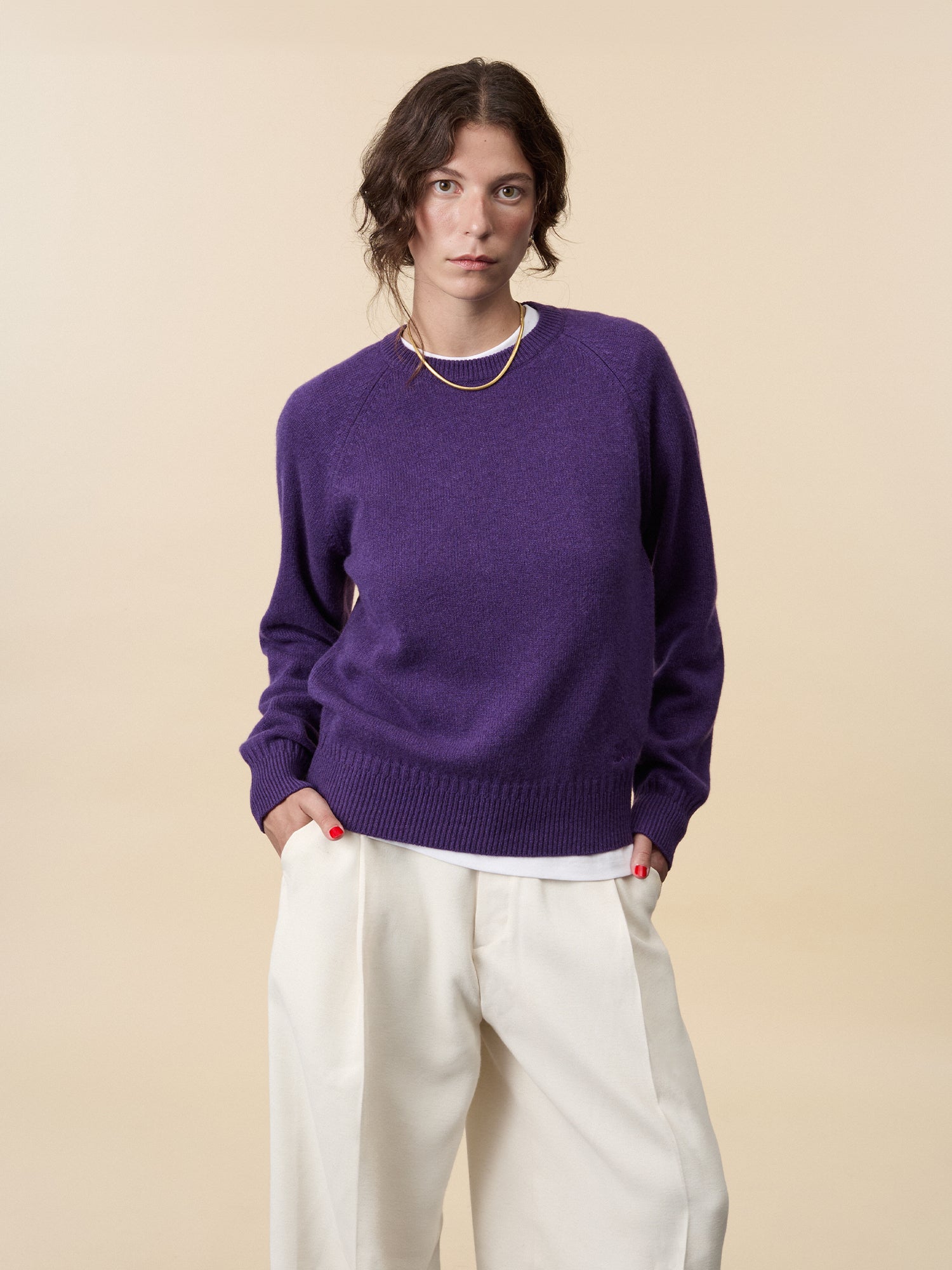 Léo Purple Women's Cashmere Crew Neck Sweater