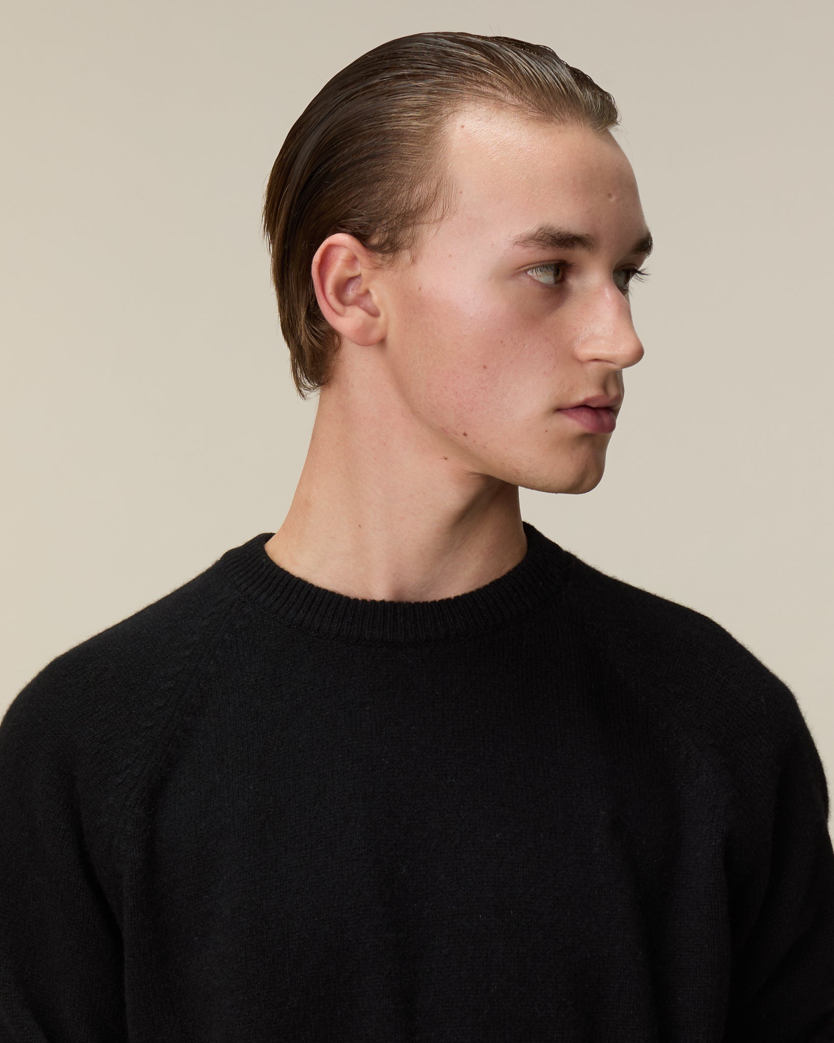Pull col rond en cachemire Noir Homme