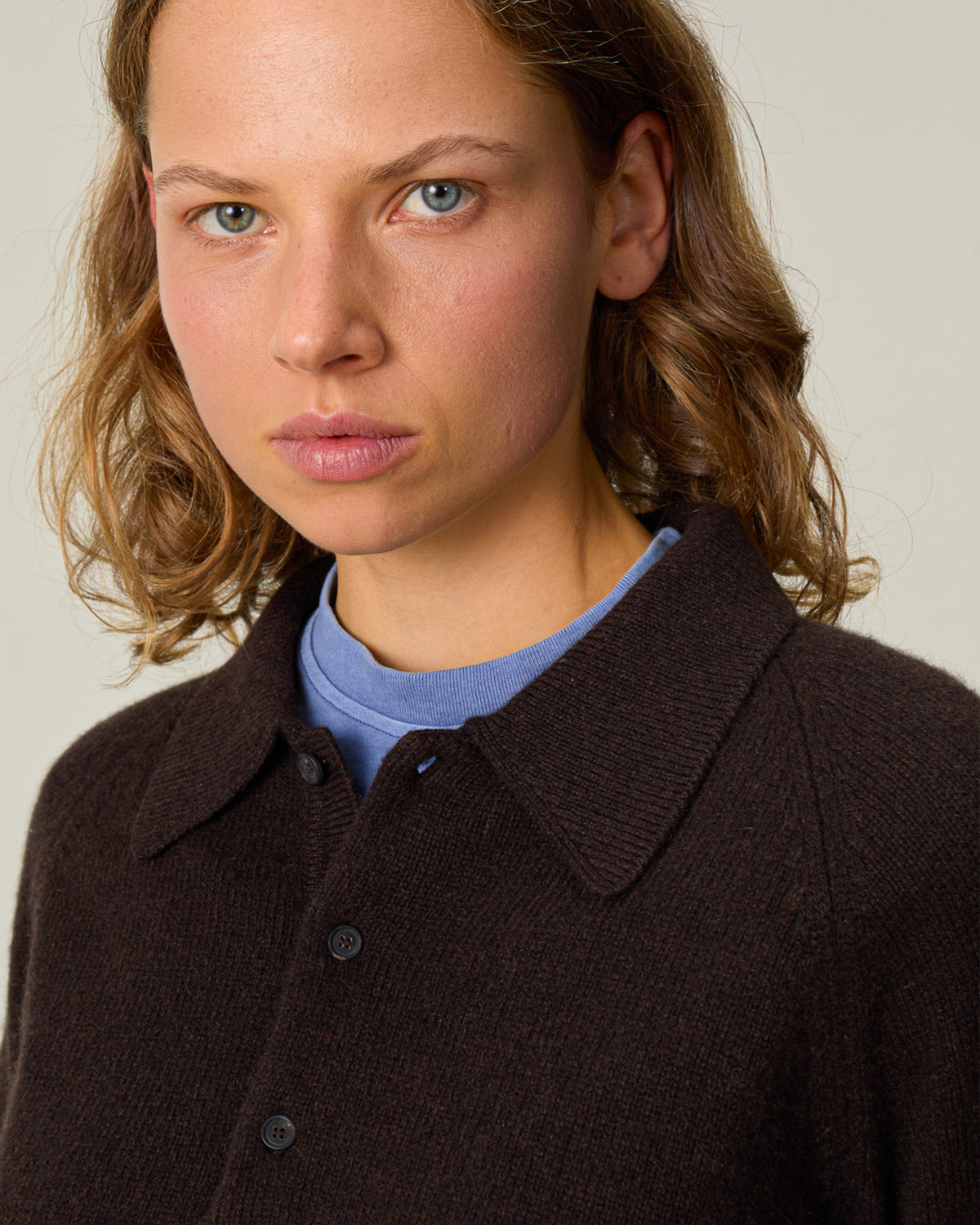 Women's Brown Cashmere Polo Shirt