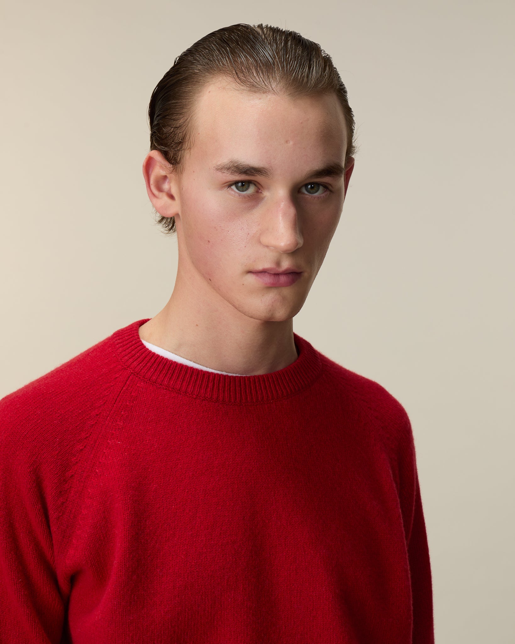 Pull col rond en cachemire Rouge Homme