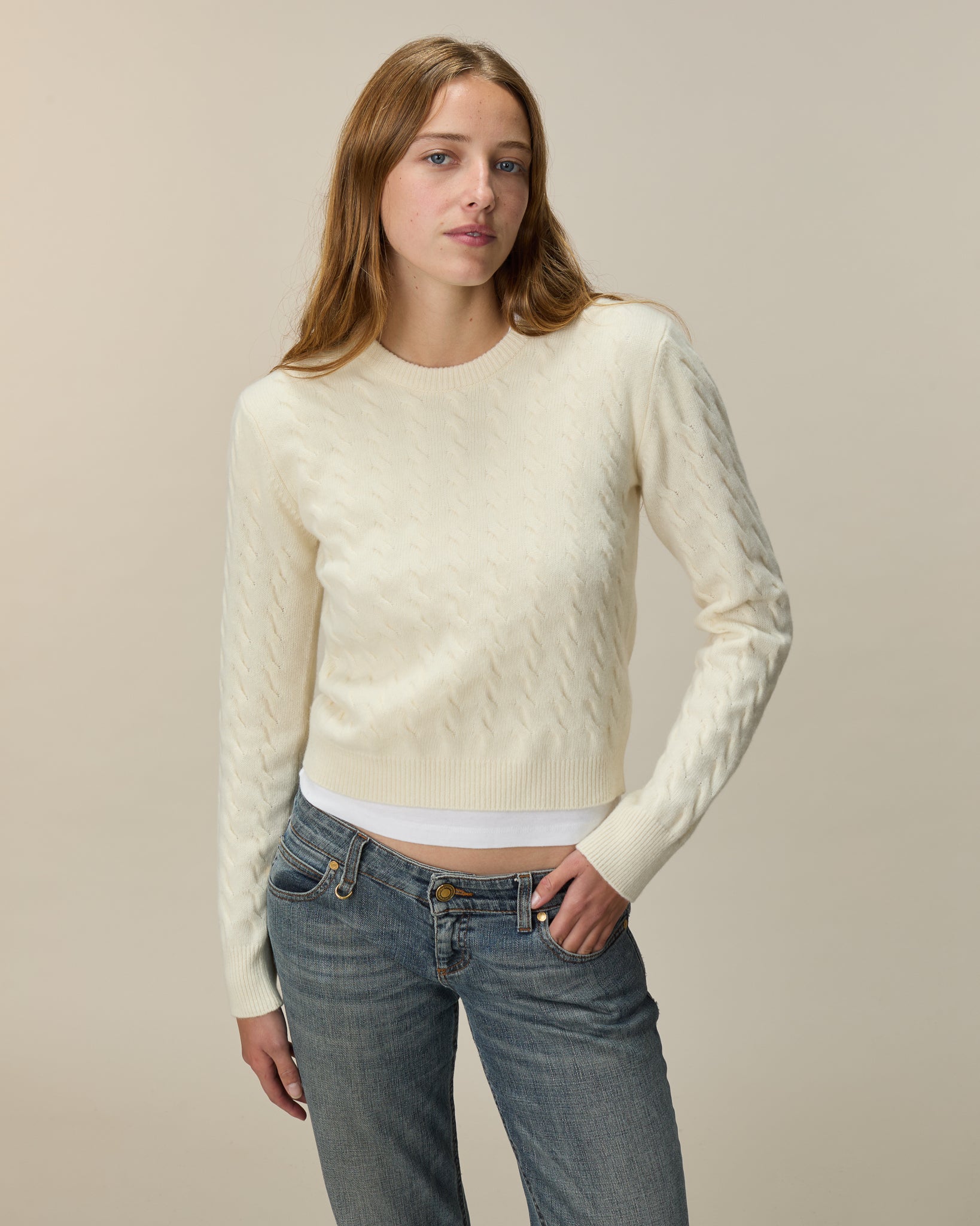 Col Rond Torsadé Blanc Femme