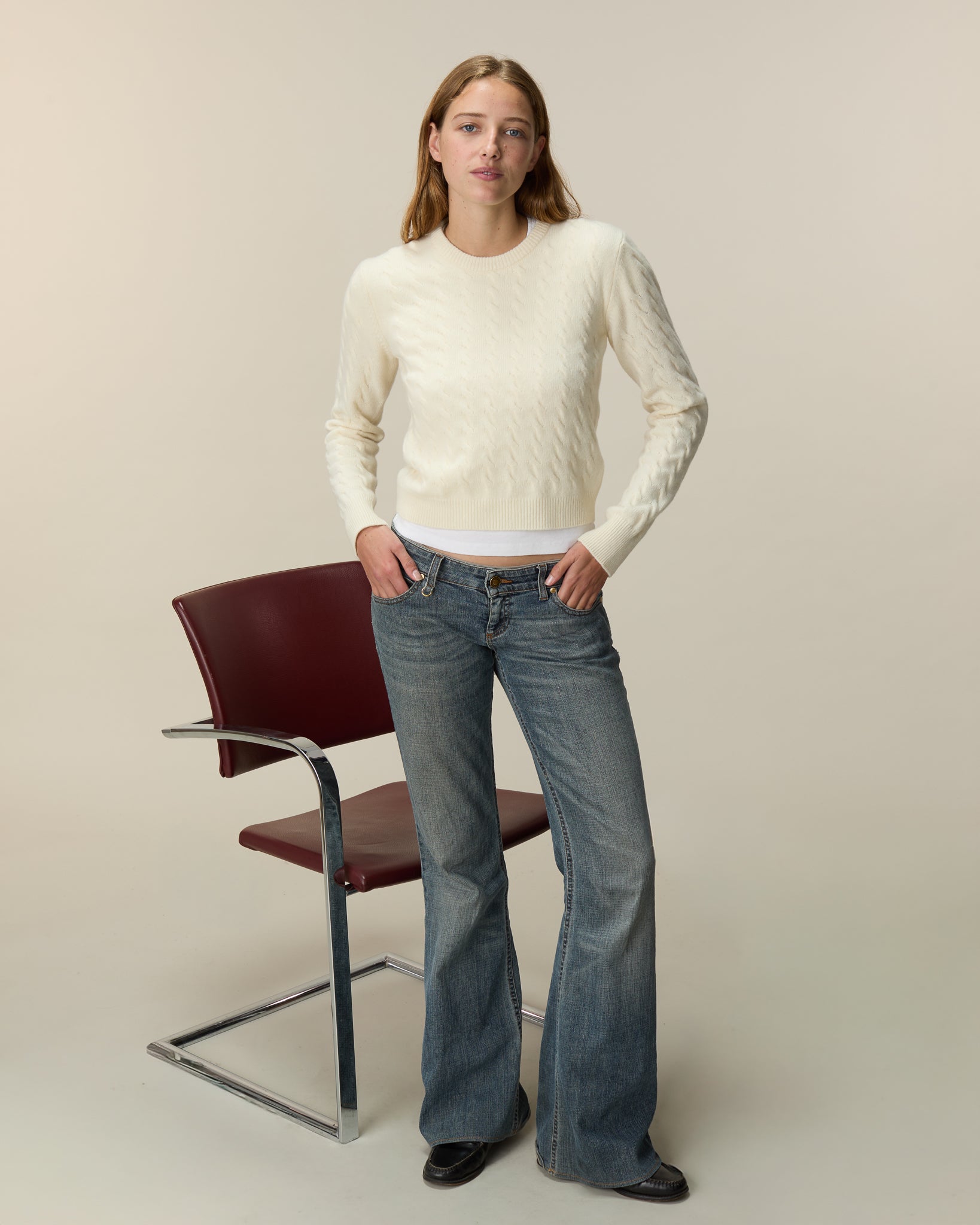 Col Rond Torsadé Blanc Femme