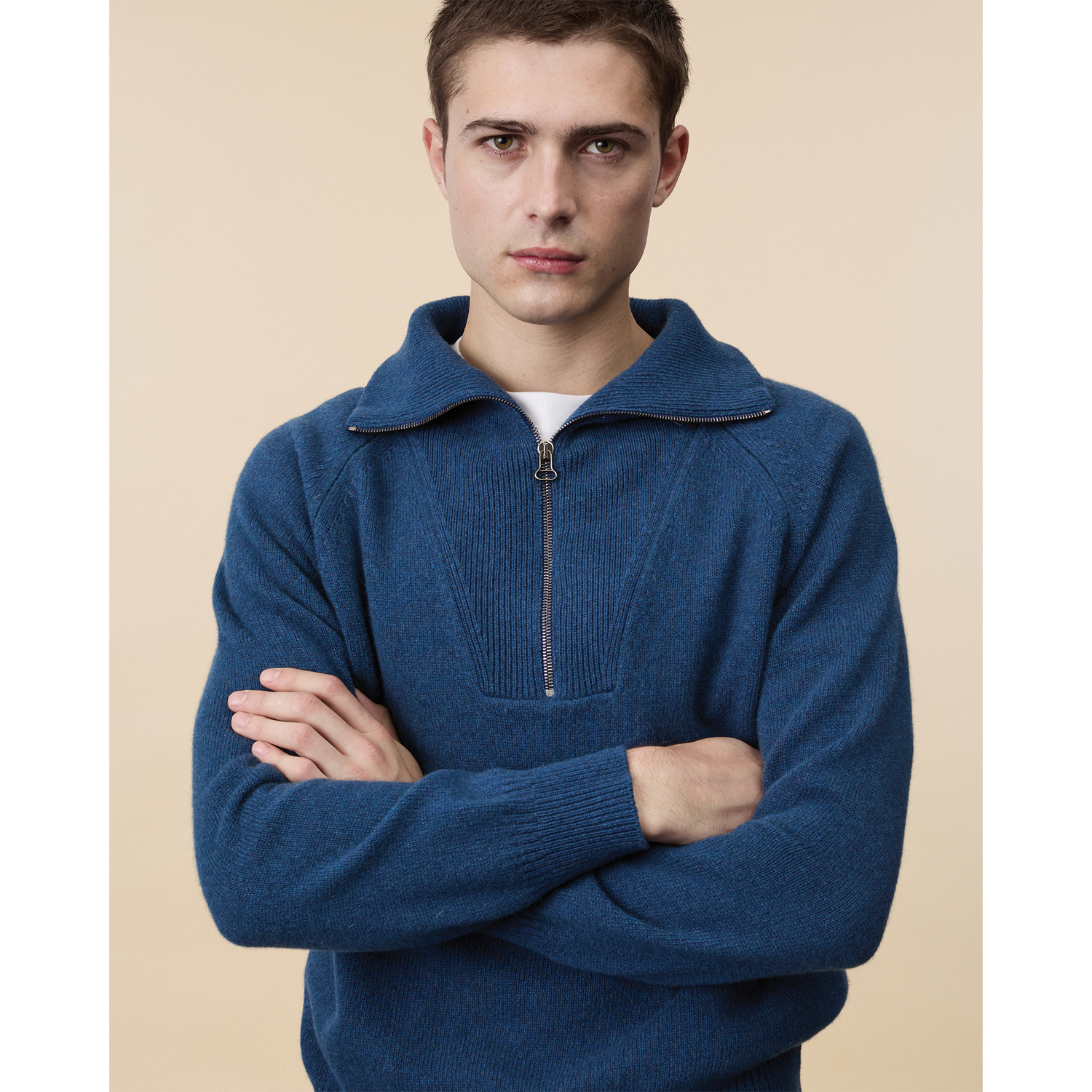 Men's Ocean Cashmere Zip Neck Sweater