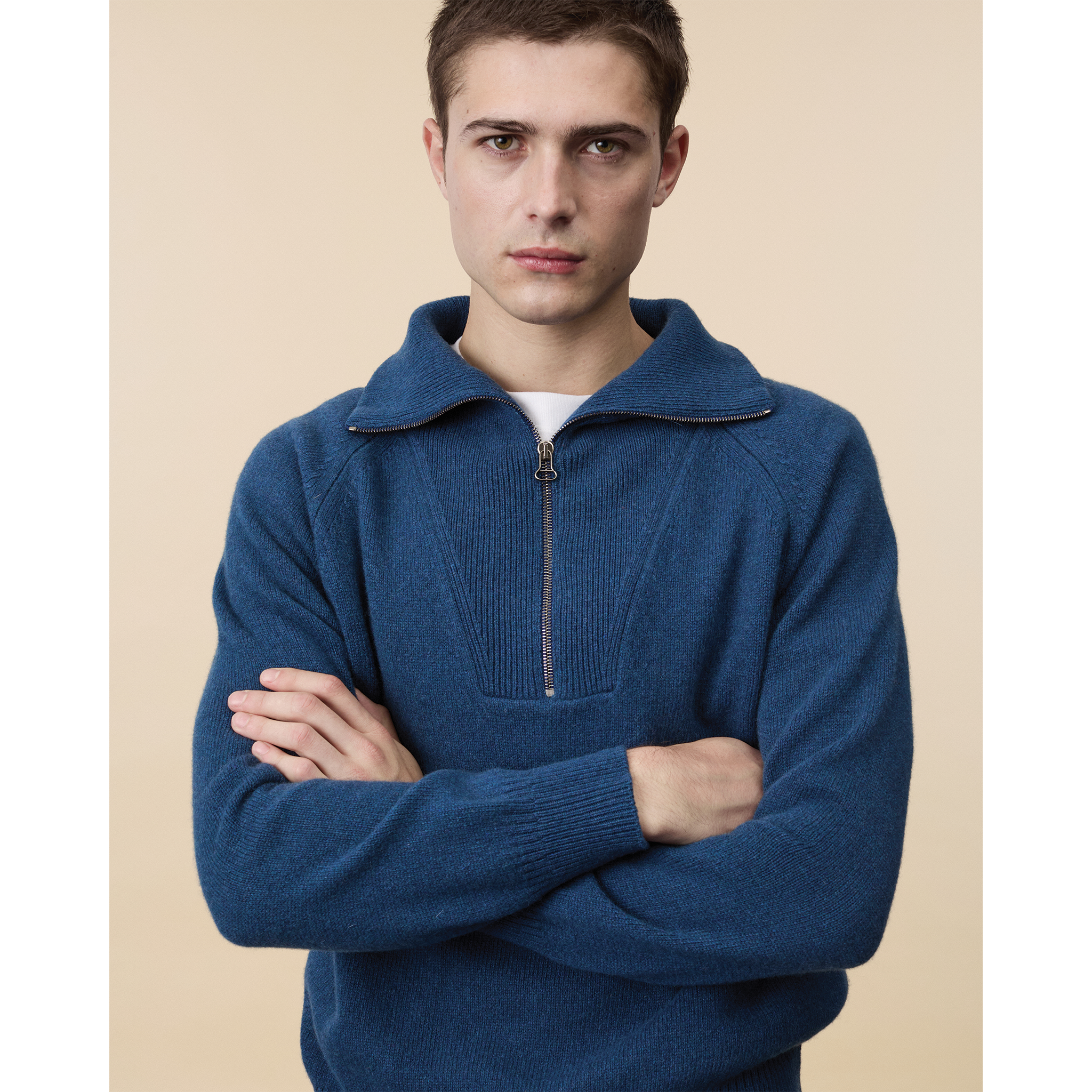 Pull col zippé en cachemire Océan Homme