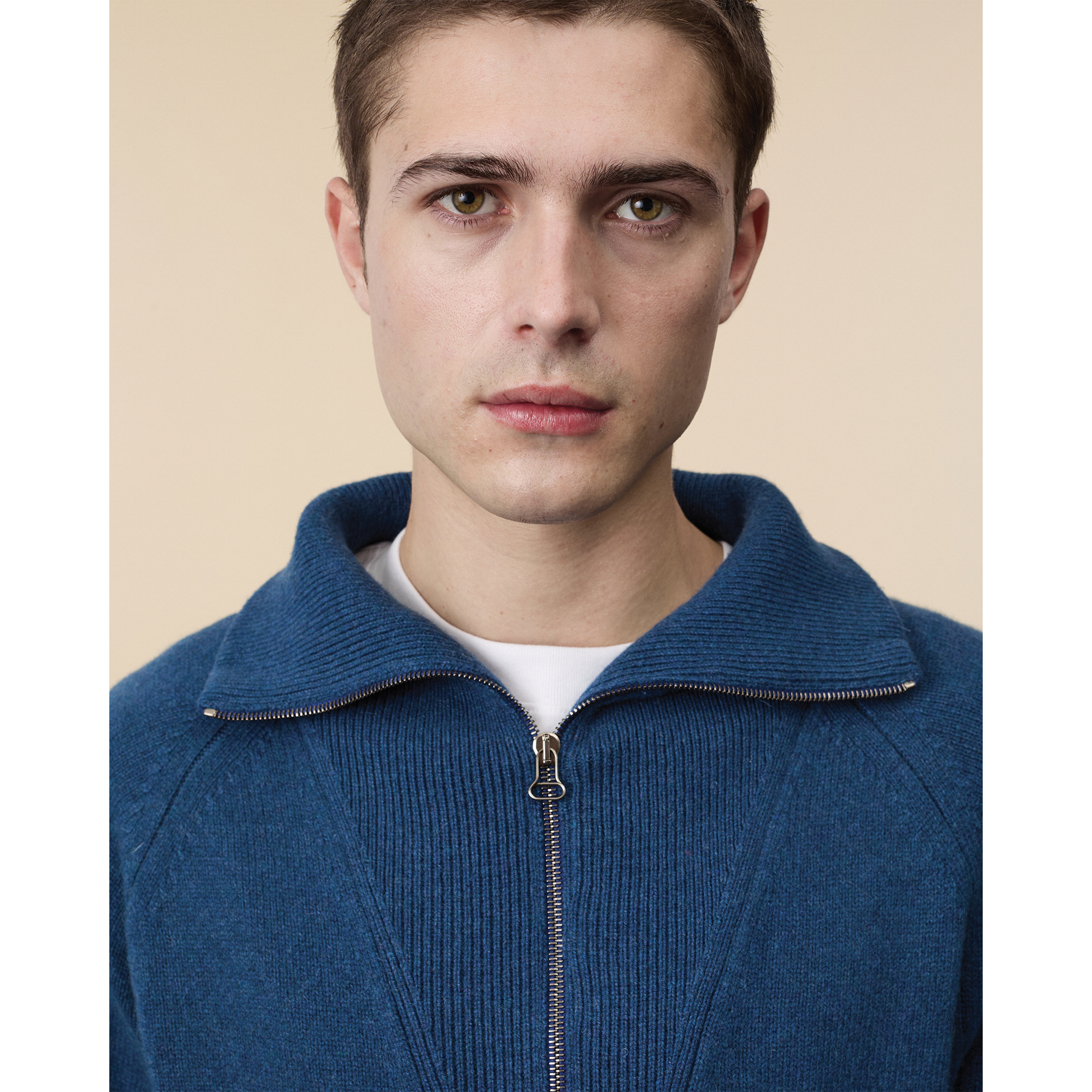 Pull col zippé en cachemire Océan Homme