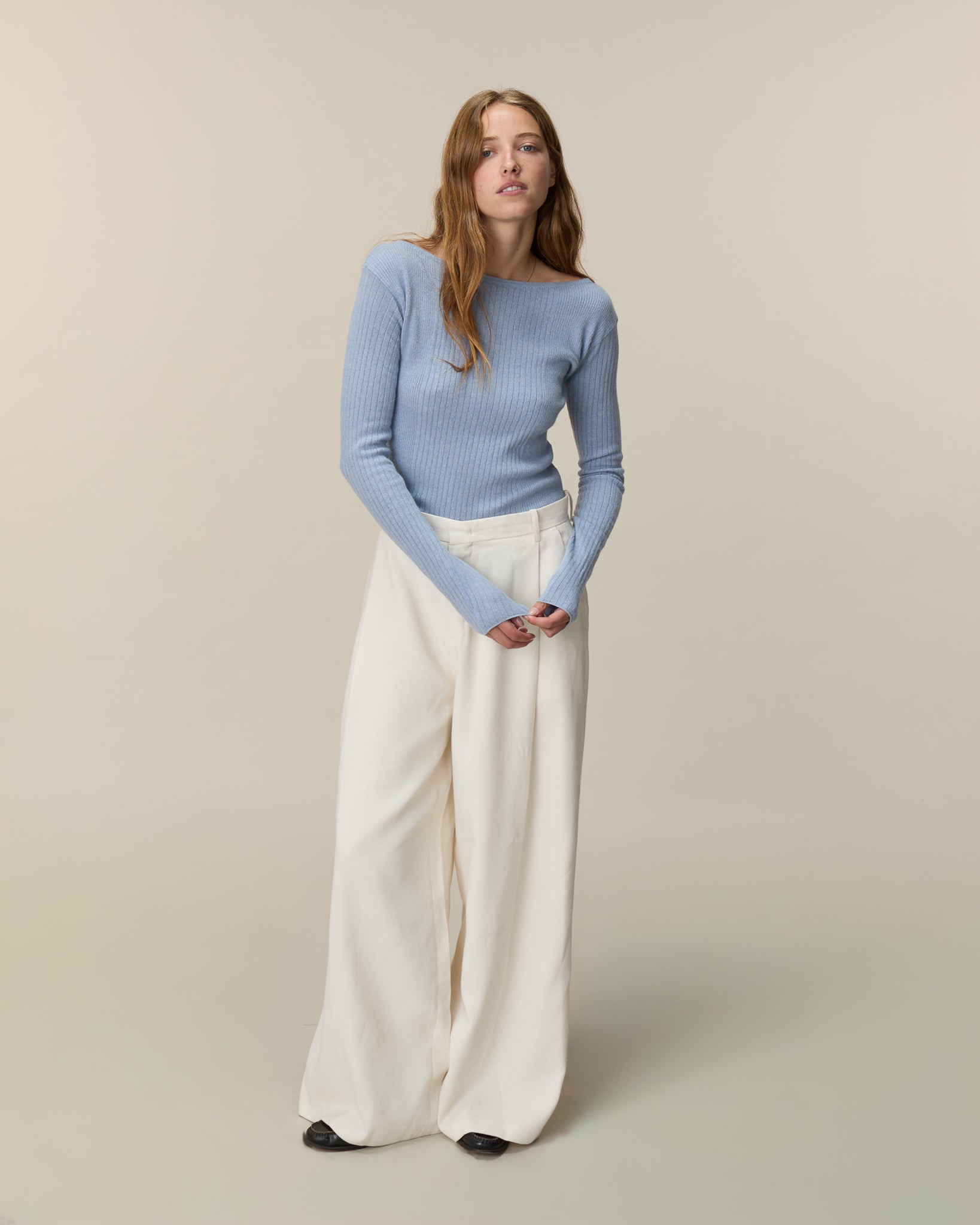 Women's Sky Blue Boat Neck