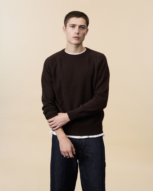 tricot Col rond en cachemire Marron Homme – Tricot