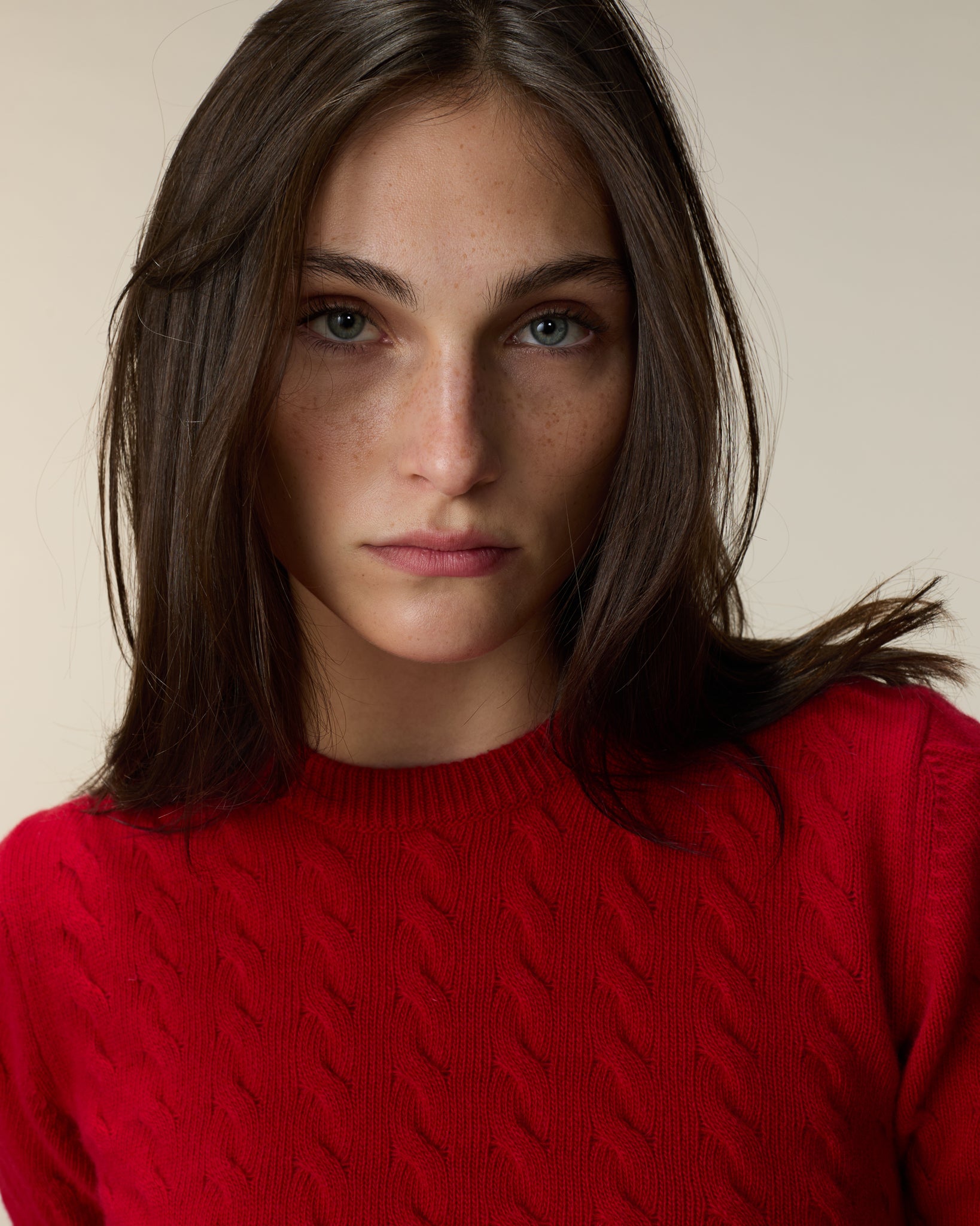 Col Rond Torsadé Rouge Femme