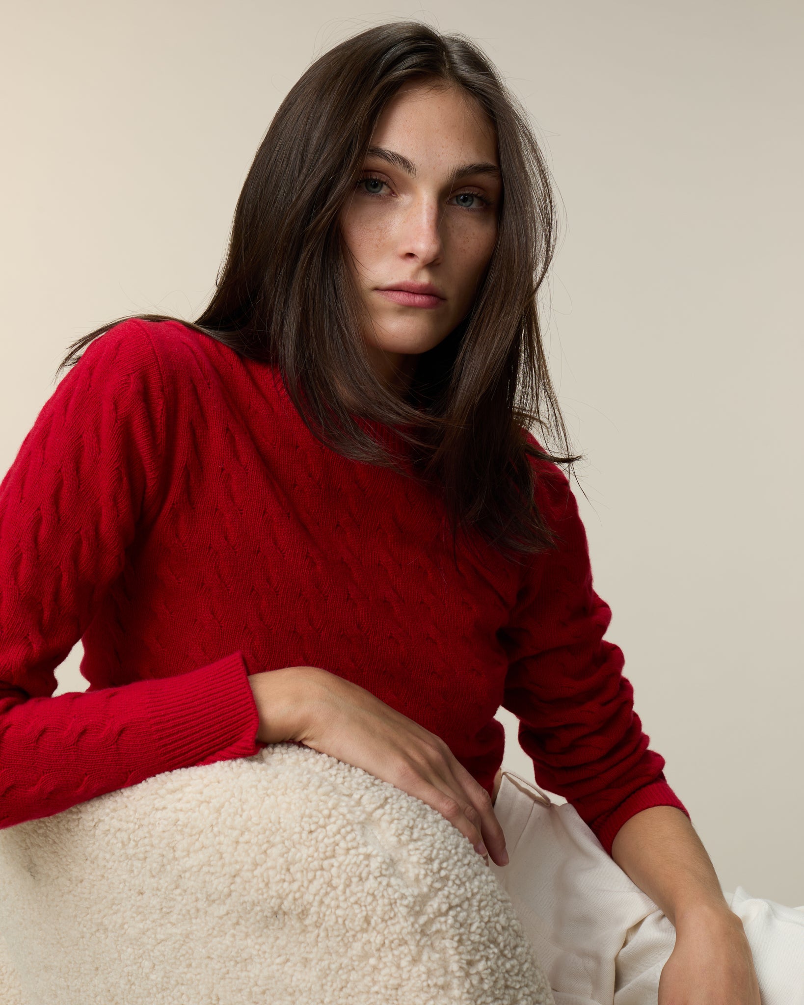 Col Rond Torsadé Rouge Femme