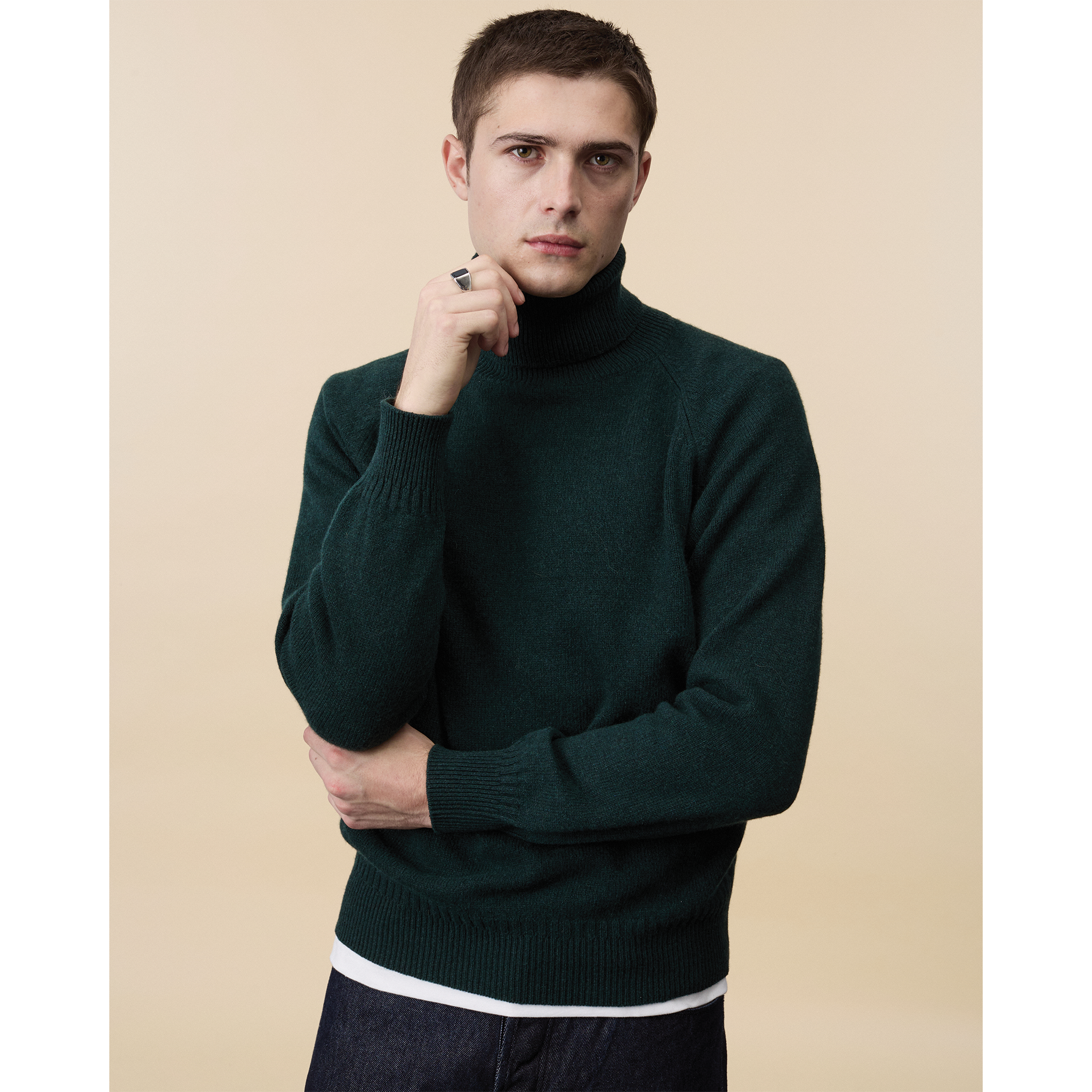 Col roulé en cachemire Vert Homme
