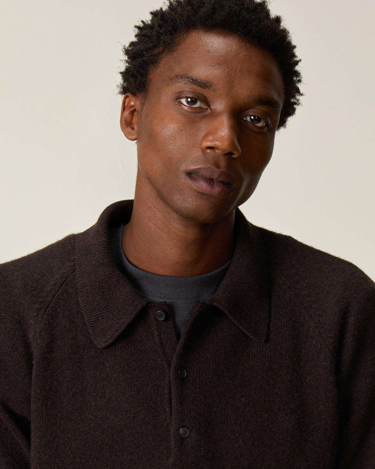 Men's Brown Cashmere Polo Shirt