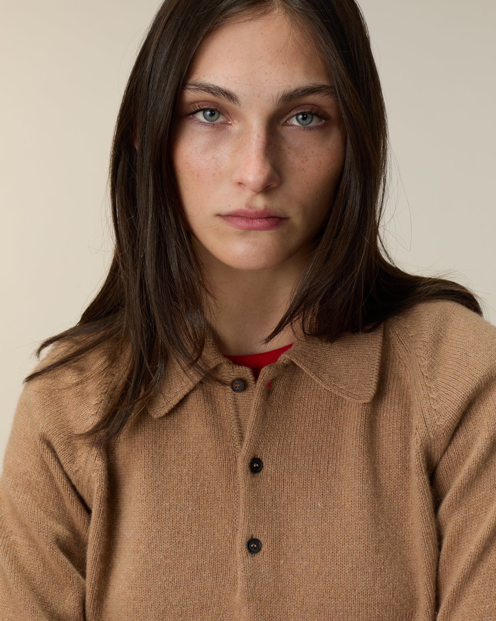 Women's Camel Cashmere polo