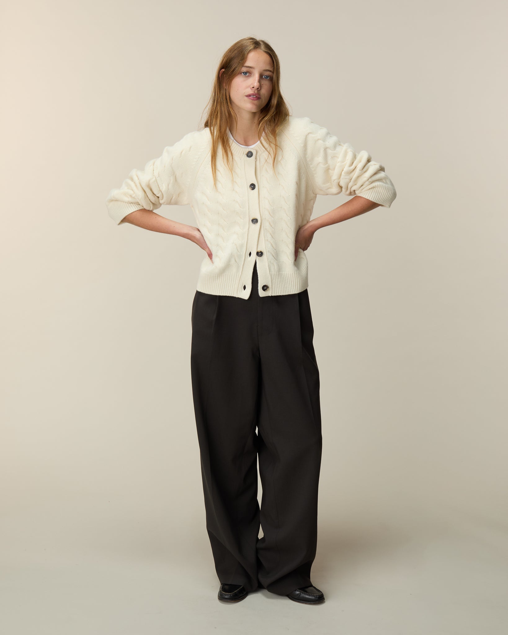 Cardigan torsadé Blanc Femme