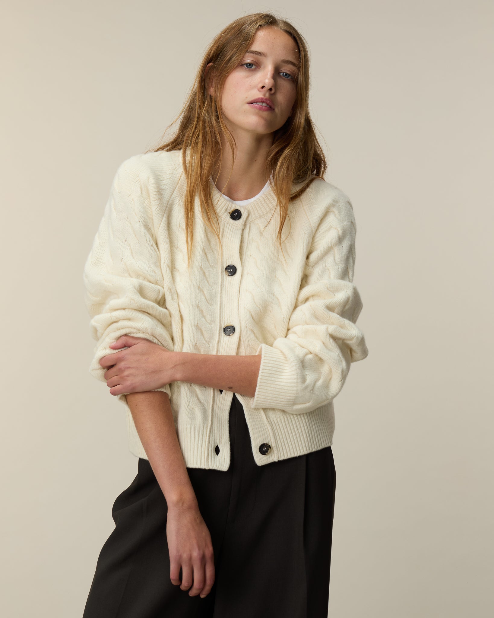 Cardigan torsadé Blanc Femme