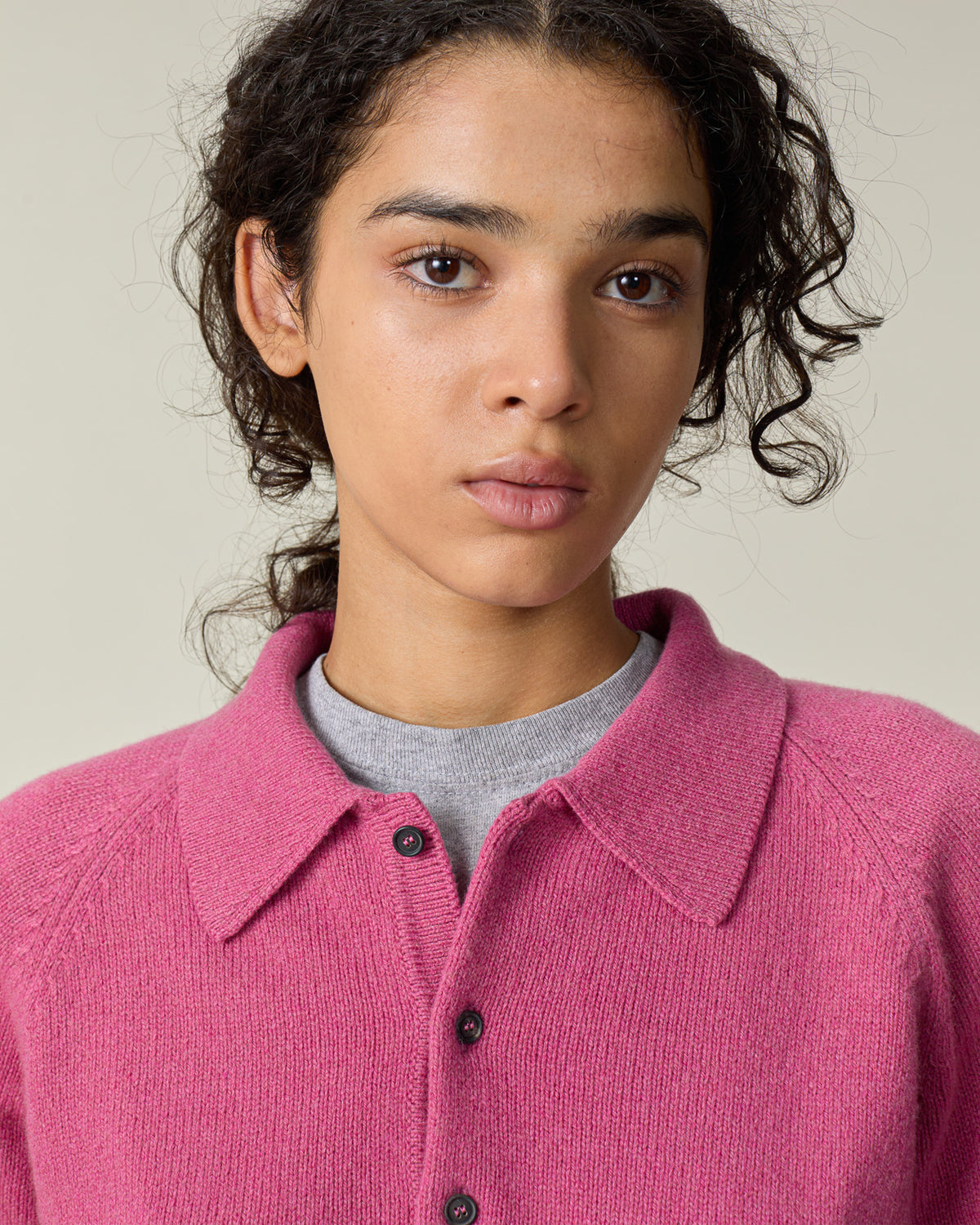 Women's Indian Pink cashmere polo