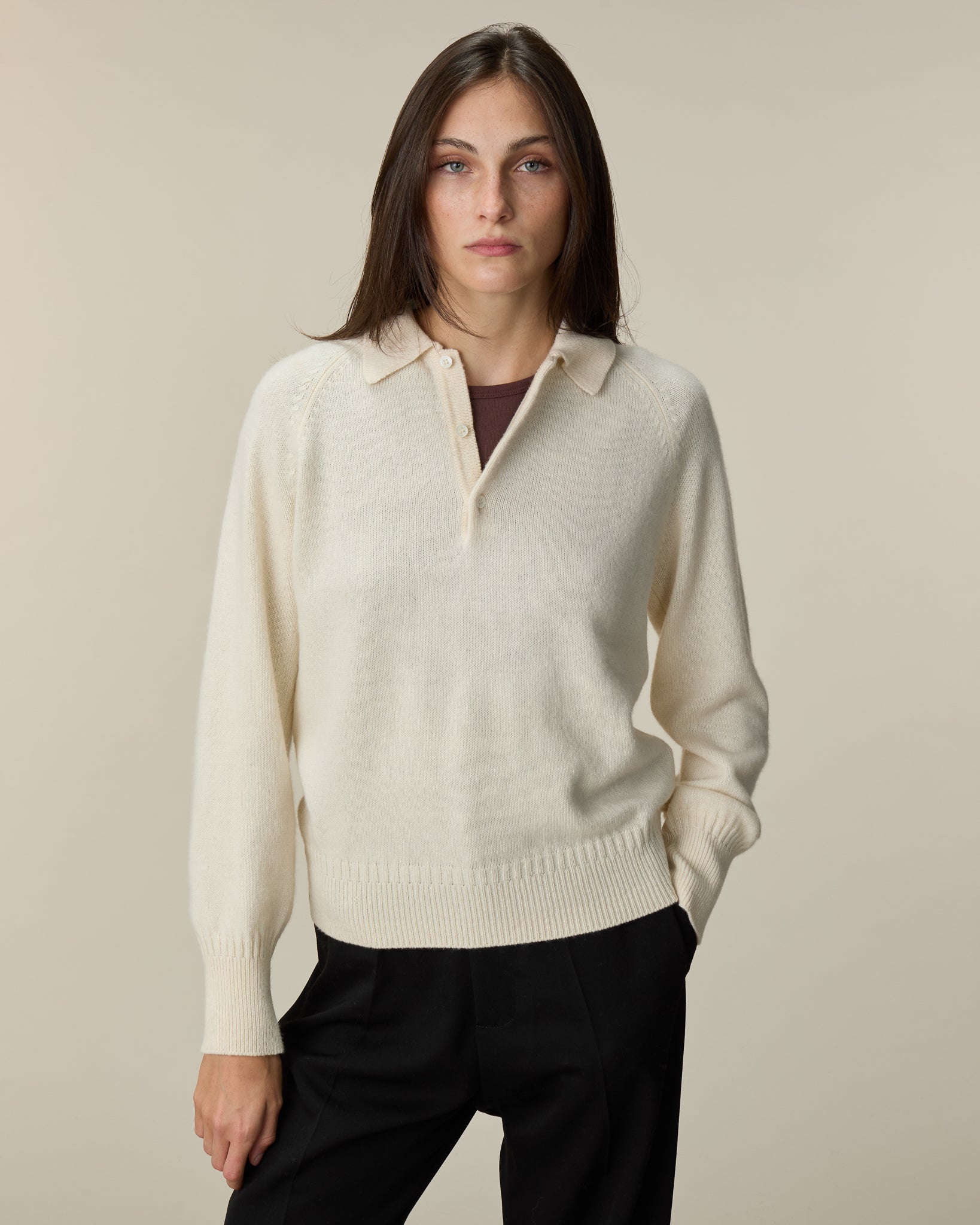 Women's off-white Cashmere polo