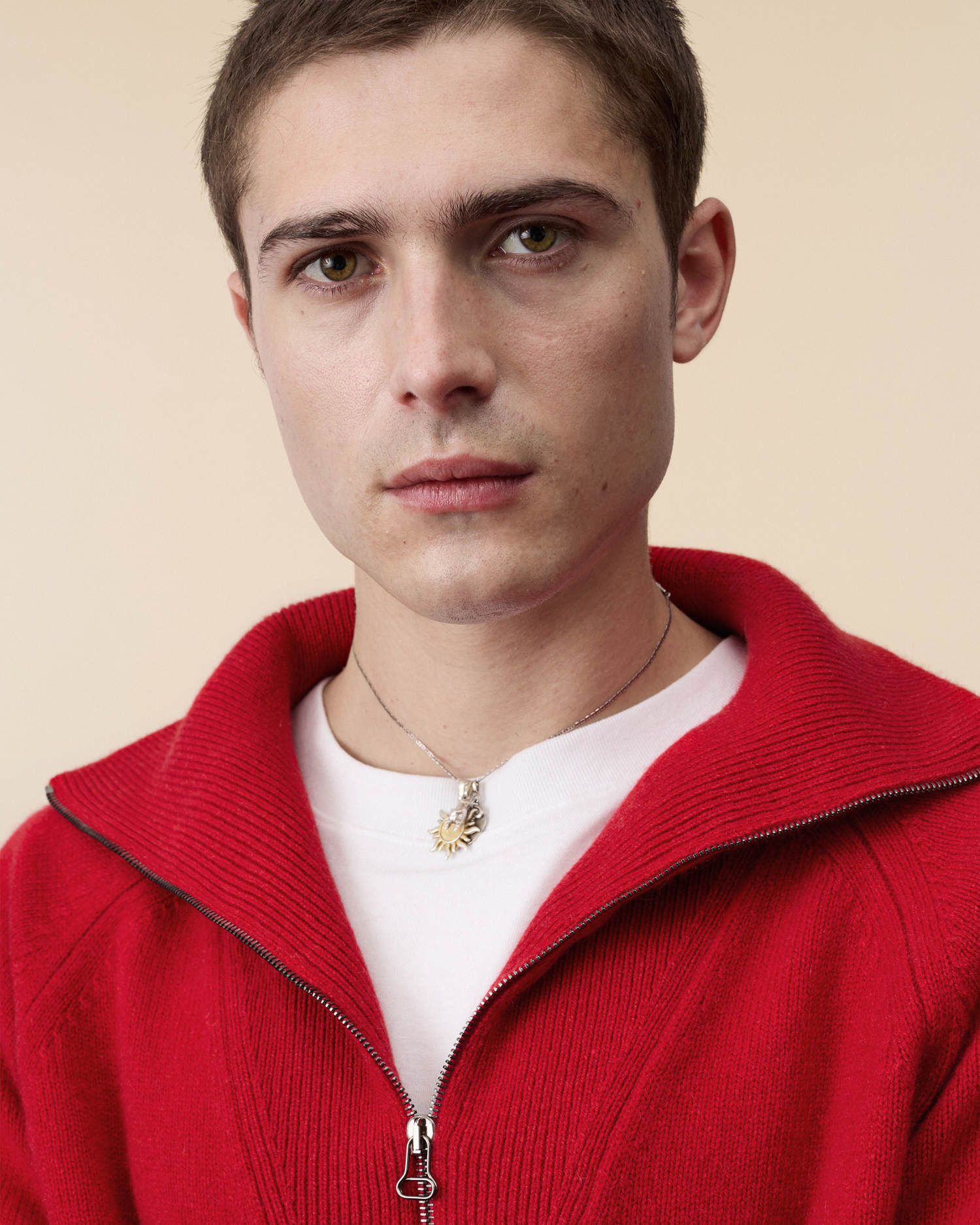 Men's Red Cashmere Zip Collar