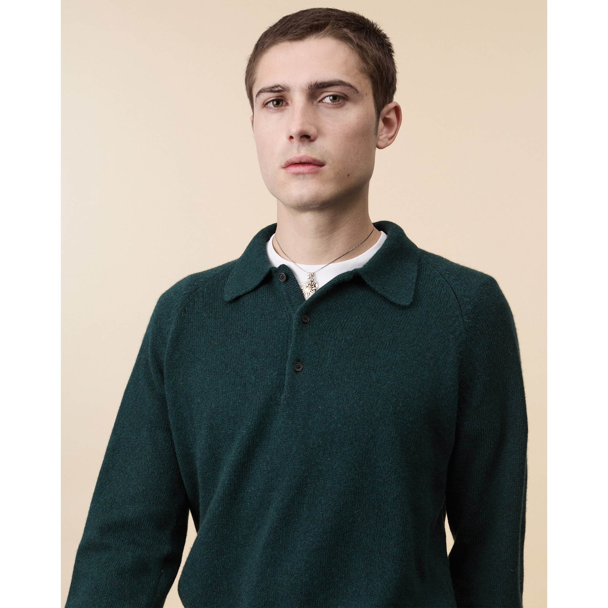 Polo en cachemire Vert Homme
