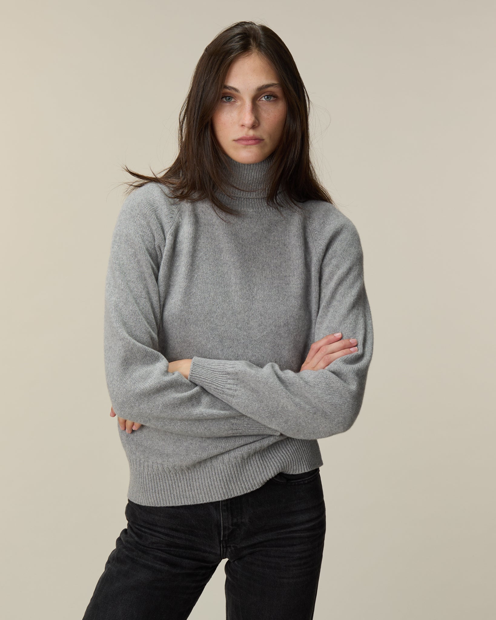Col roulé en cachemire Gris Femme