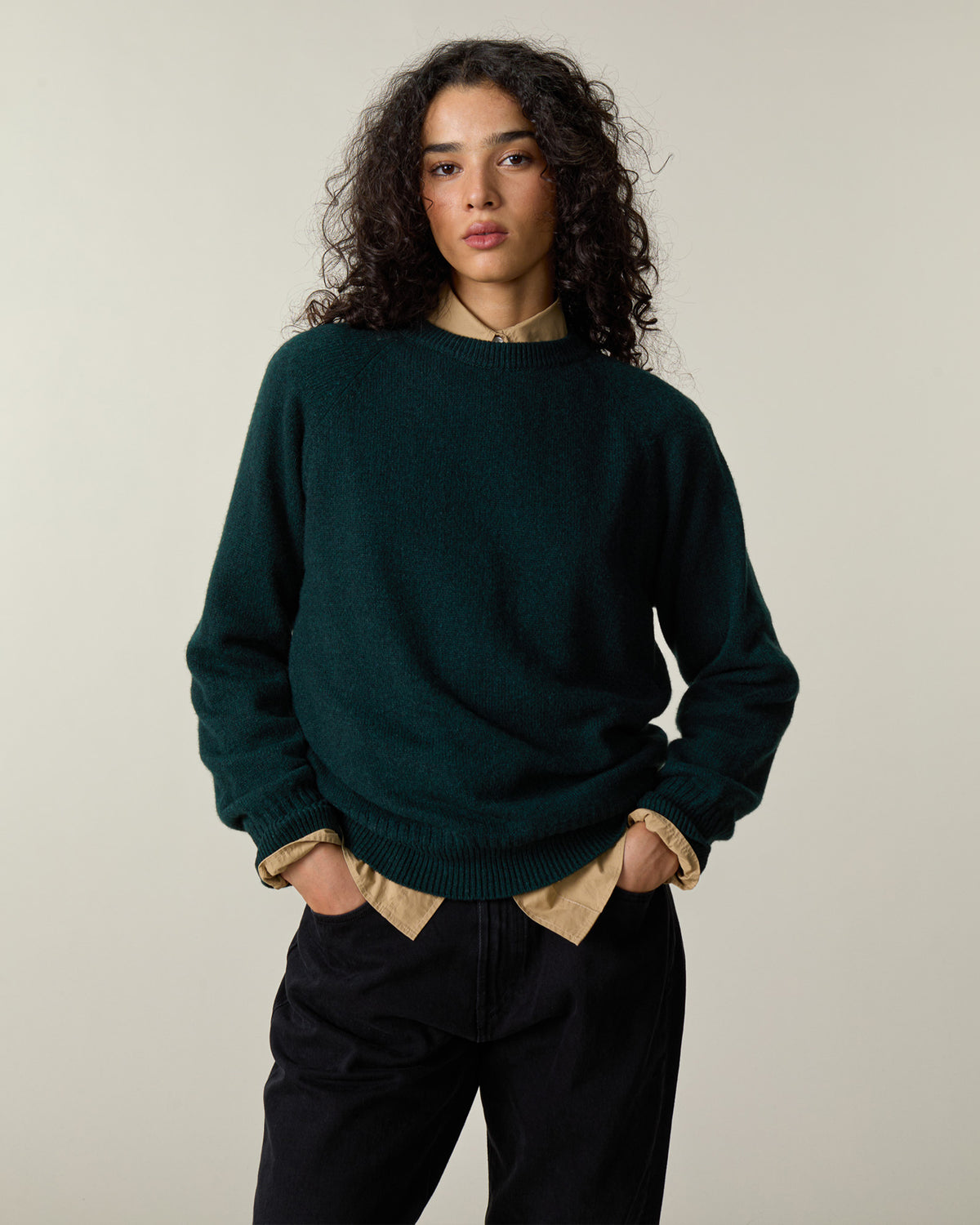 Crewneck cashmere sweater Green Women
