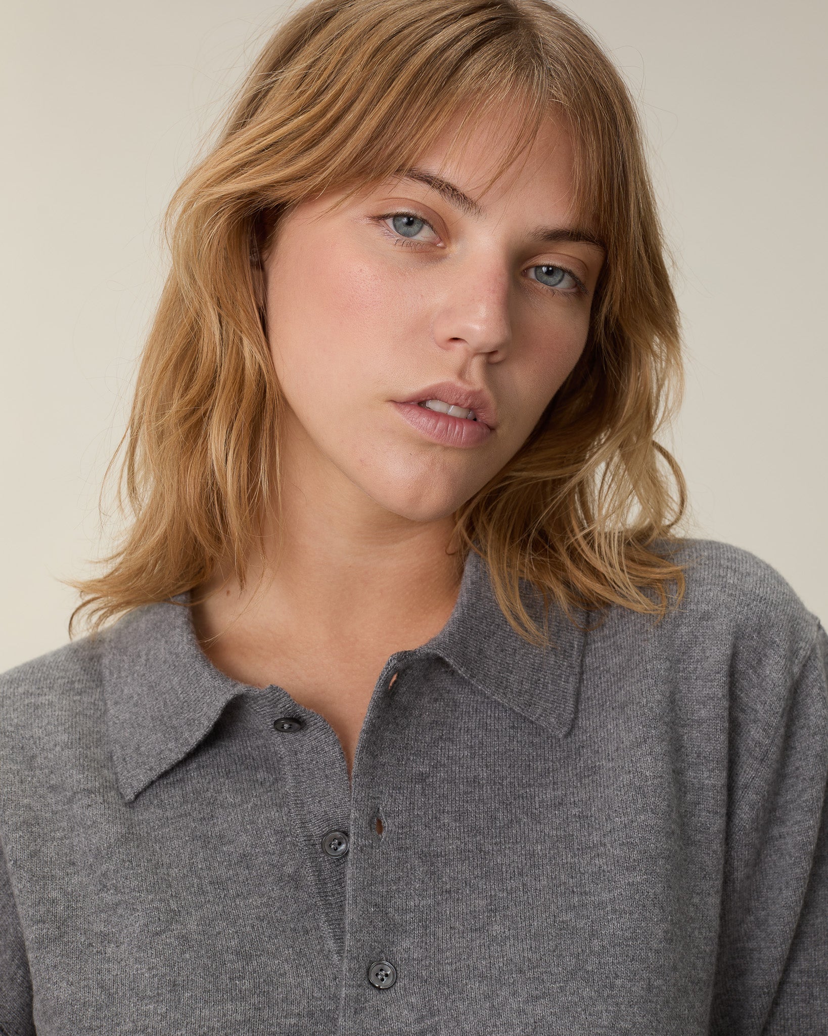 Women’s Lightweight Cashmere Polo – Grey