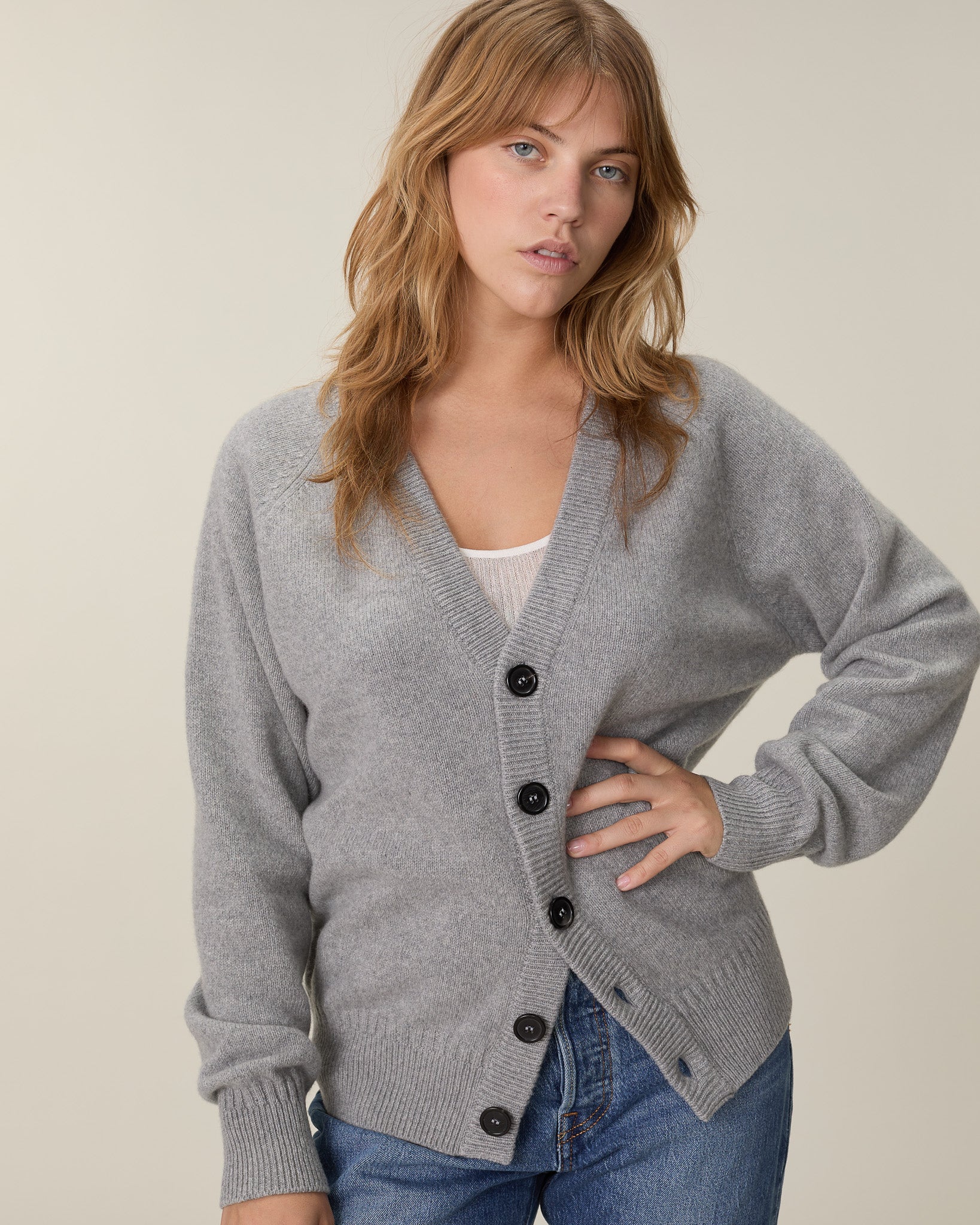 Women's Grey Cashmere Cardigan