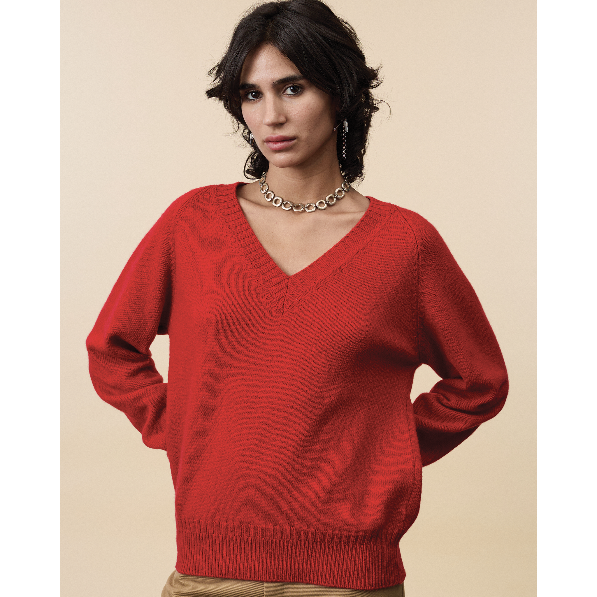 Women's cashmere V-neck 
