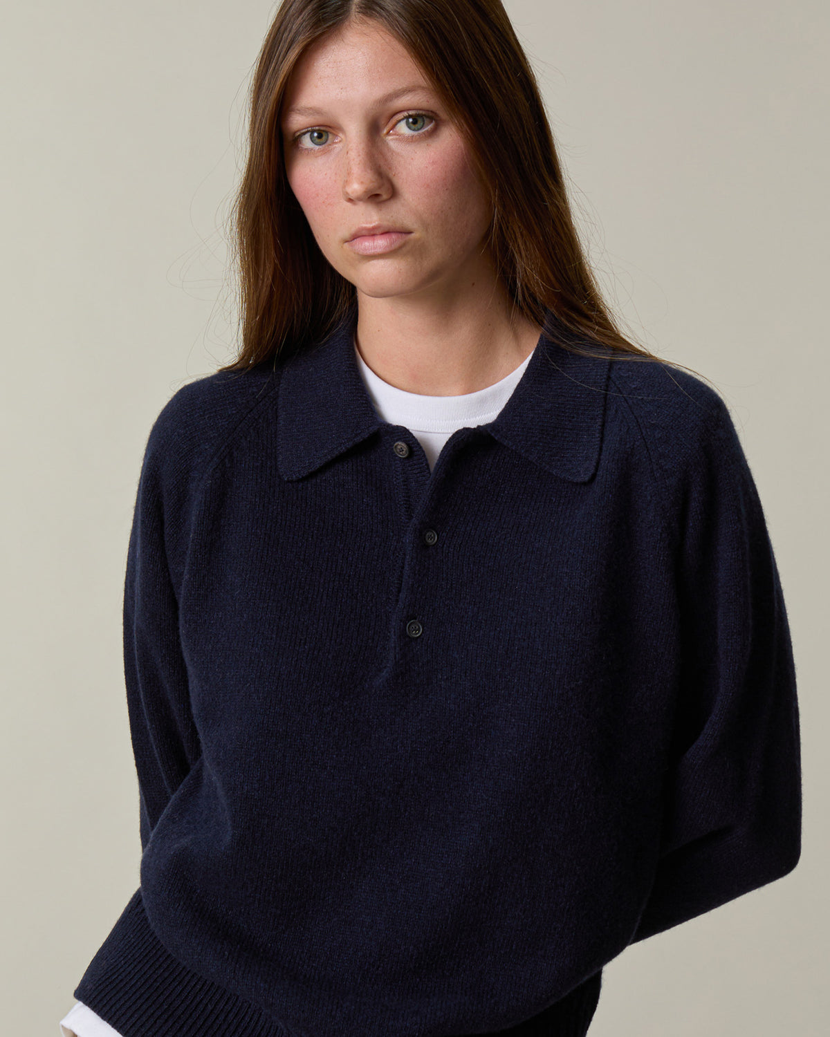 Polo en cachemire Marine foncé Femme