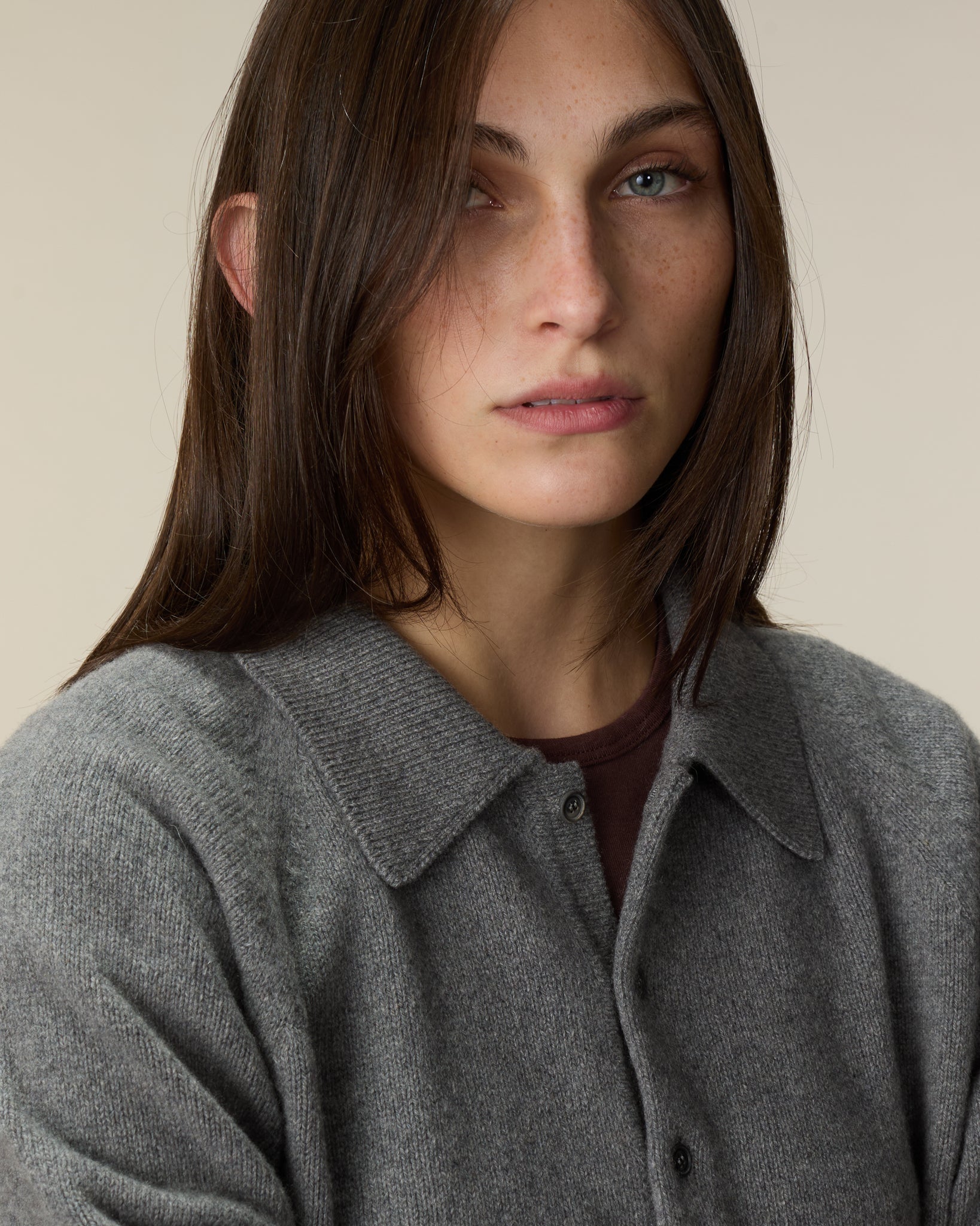 Polo en cachemire Gris Femme