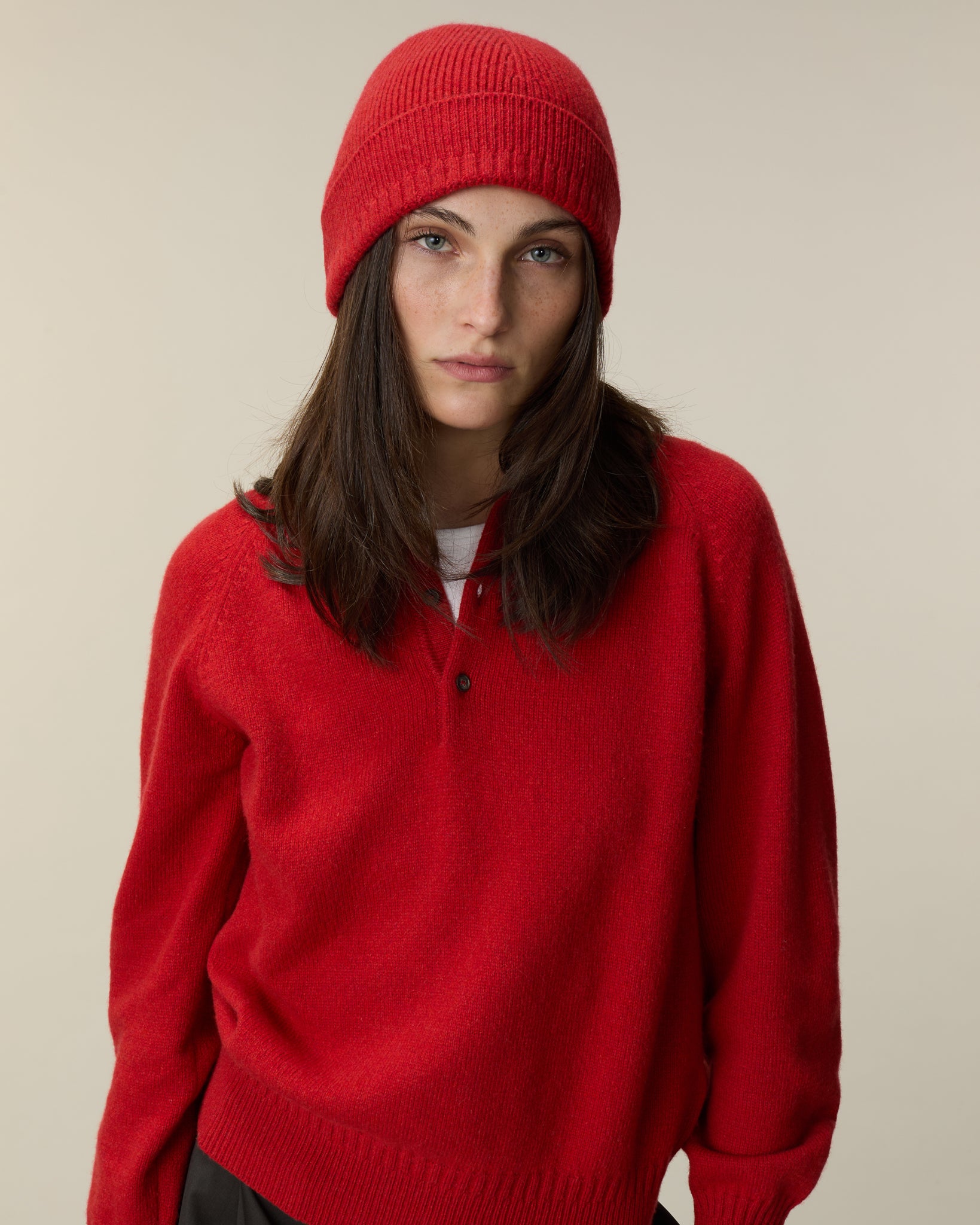 Polo en cachemire Rouge Femme